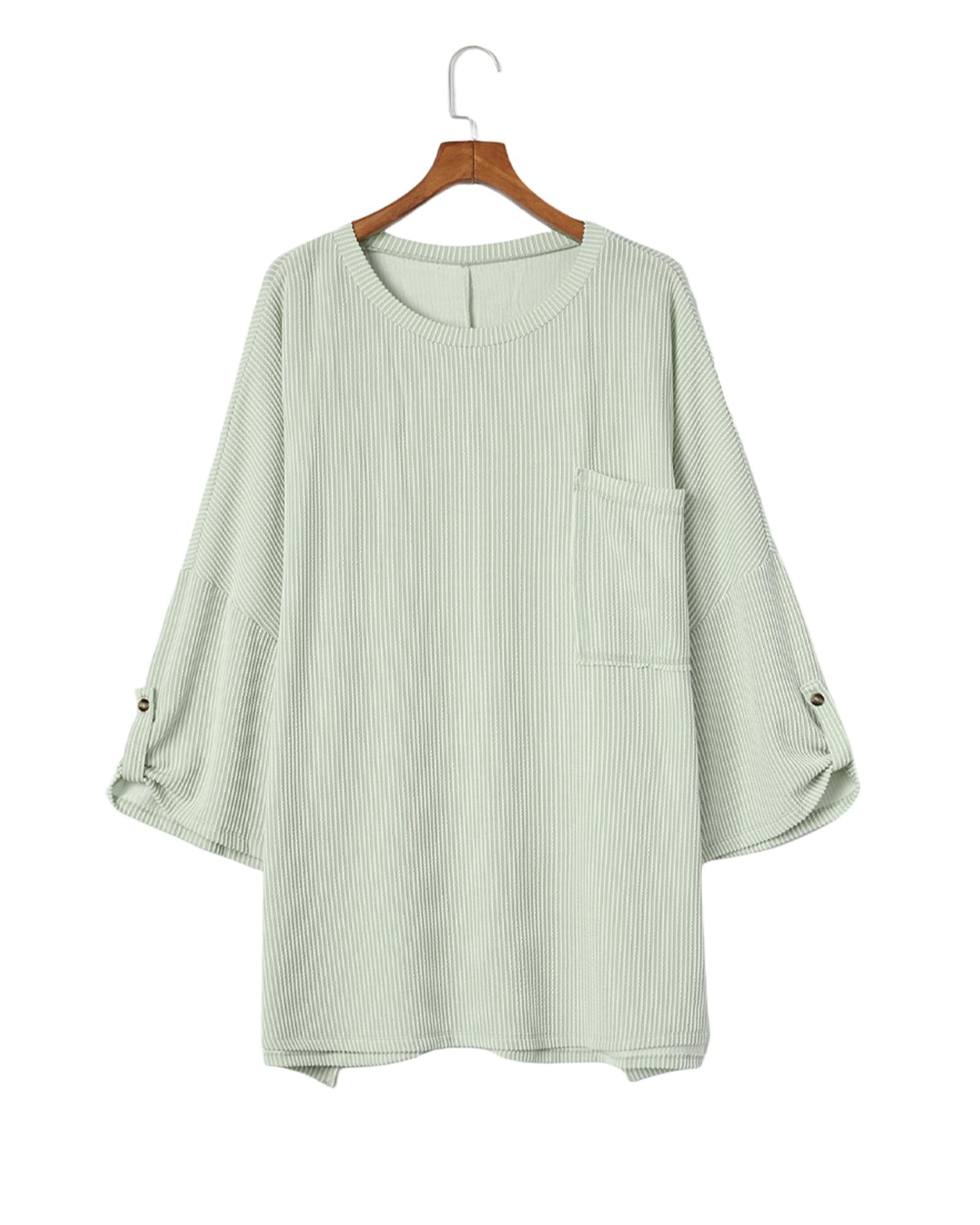 Azura Exchange Oversize Ribbed Roll-tab Sleeve Top - L 6