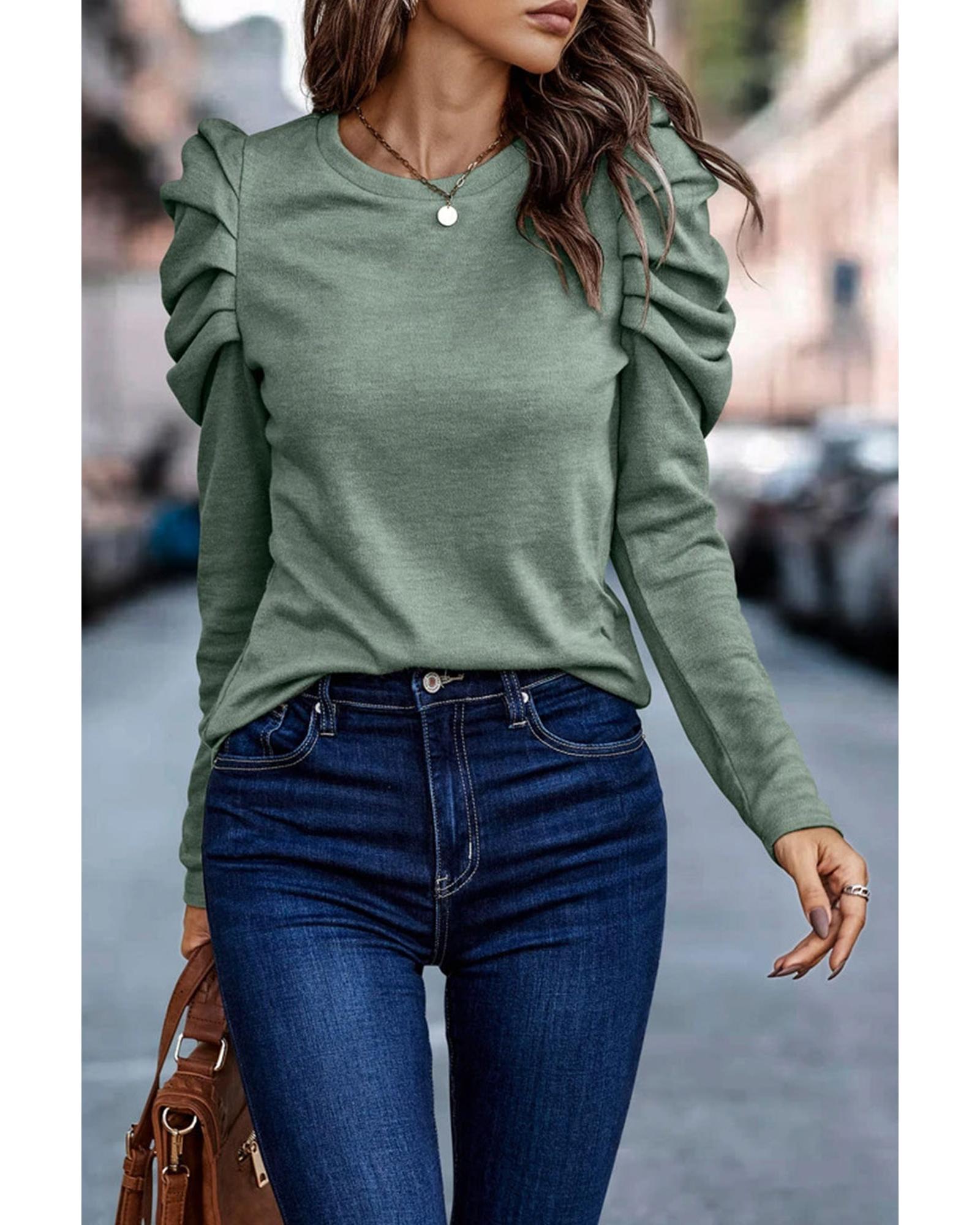 Azura Exchange Buttoned Puff Long Sleeve Sheath Top - XL 3