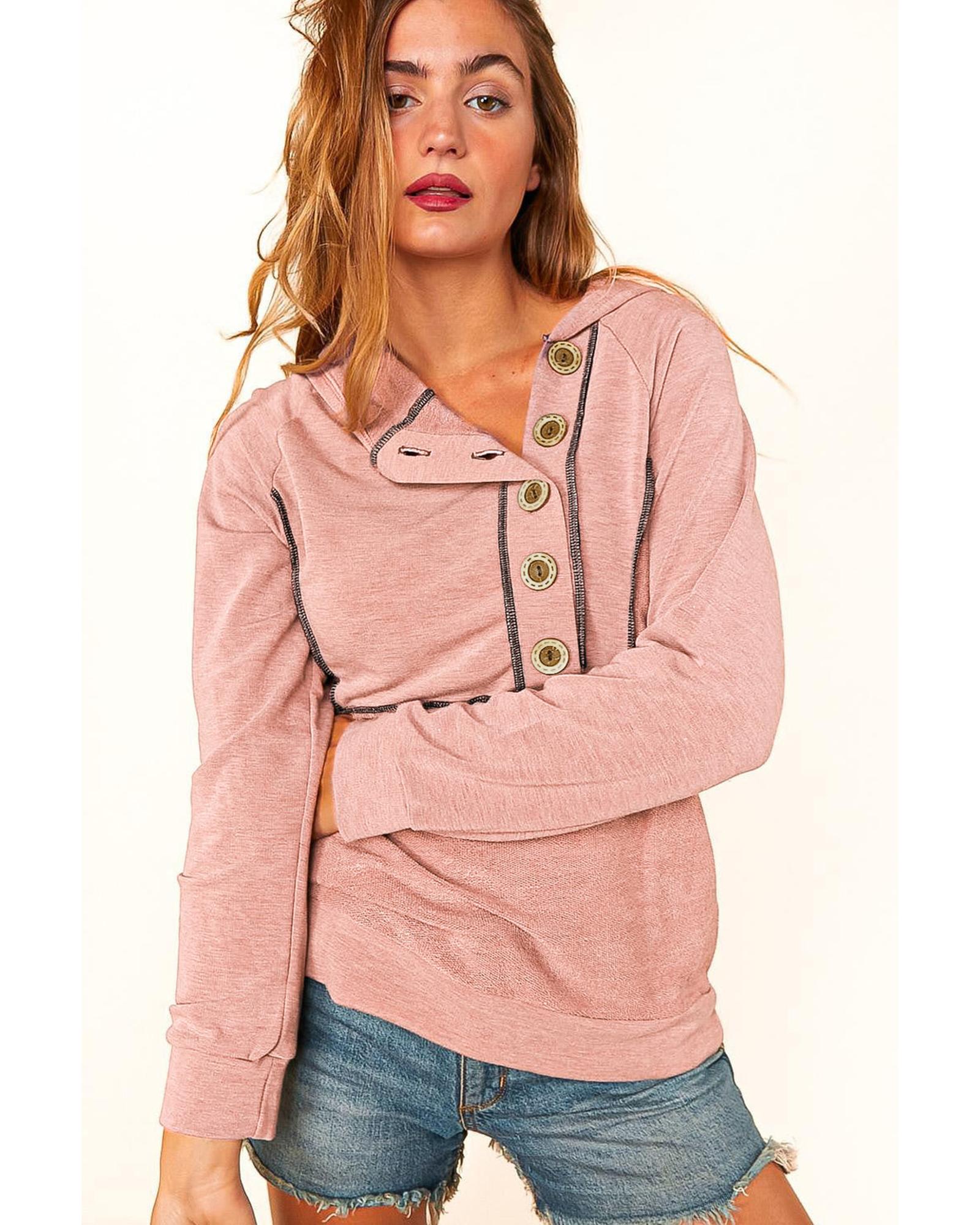 Azura Exchange Princess Line Out Seam Hoodie with Front Buttons - M 3