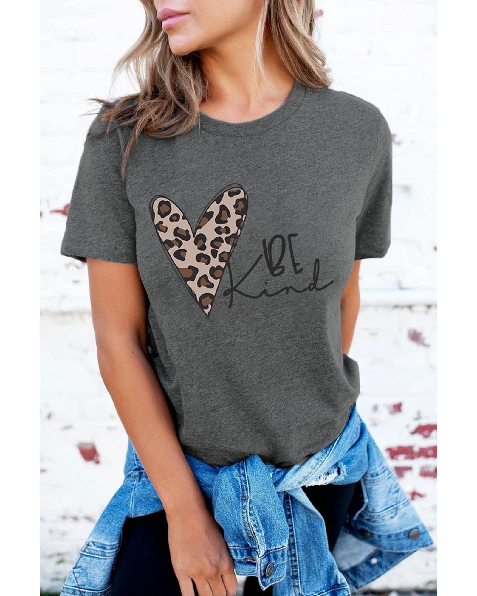 Azura Exchange Leopard Heart Shape Print Short Sleeve T-shirt - 2XL 3