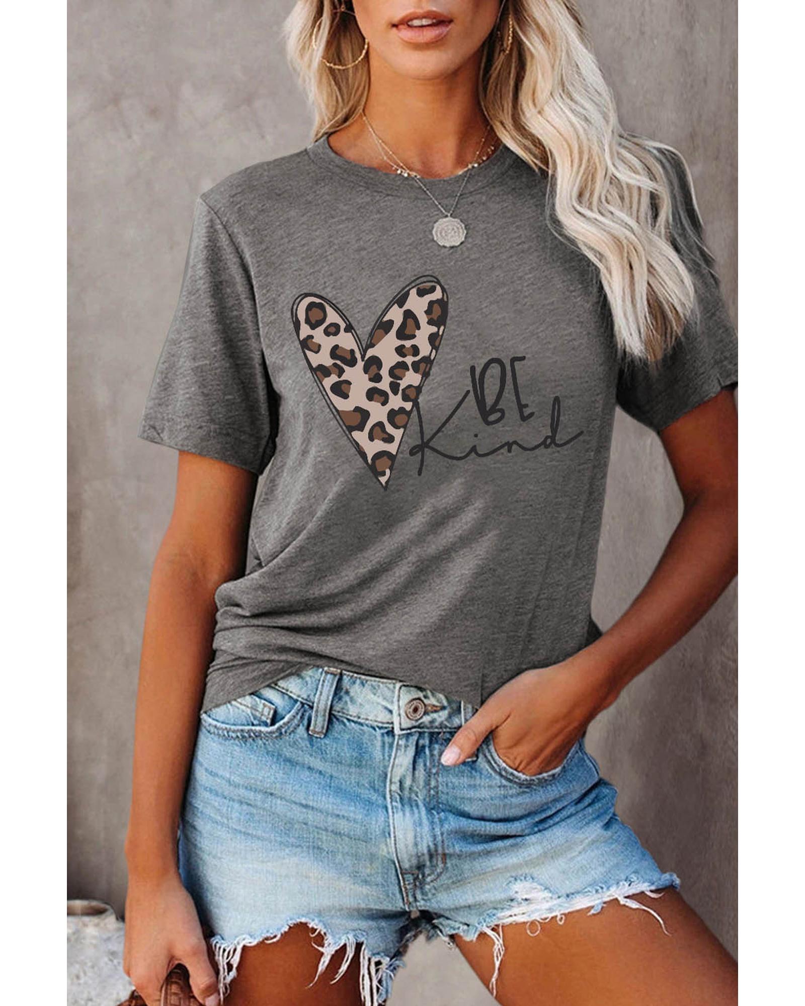 Azura Exchange Leopard Heart Shape Print Short Sleeve T-shirt - 2XL 6