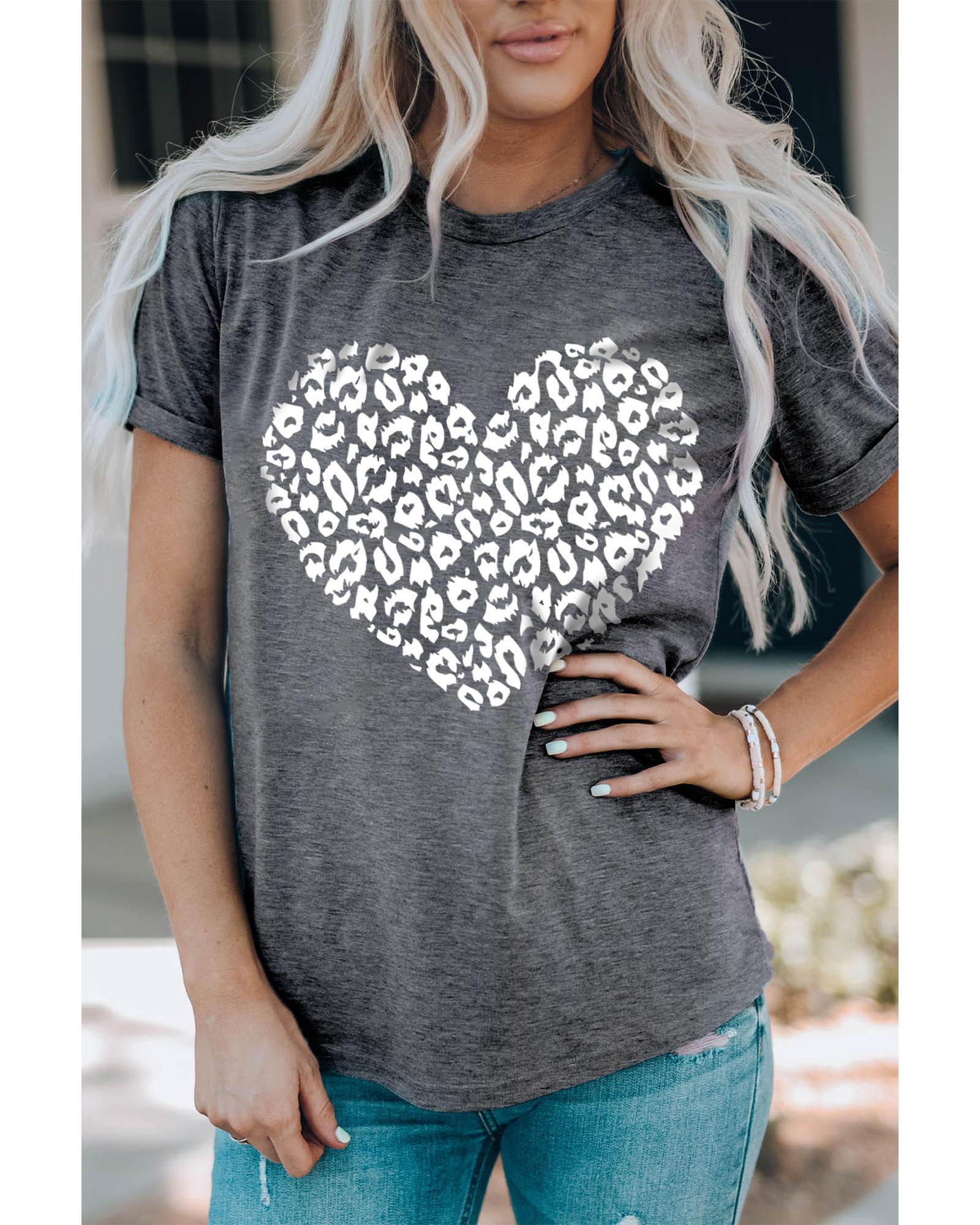 Azura Exchange Leopard Kiss Print Valentines Heart Graphic Tee - L 4