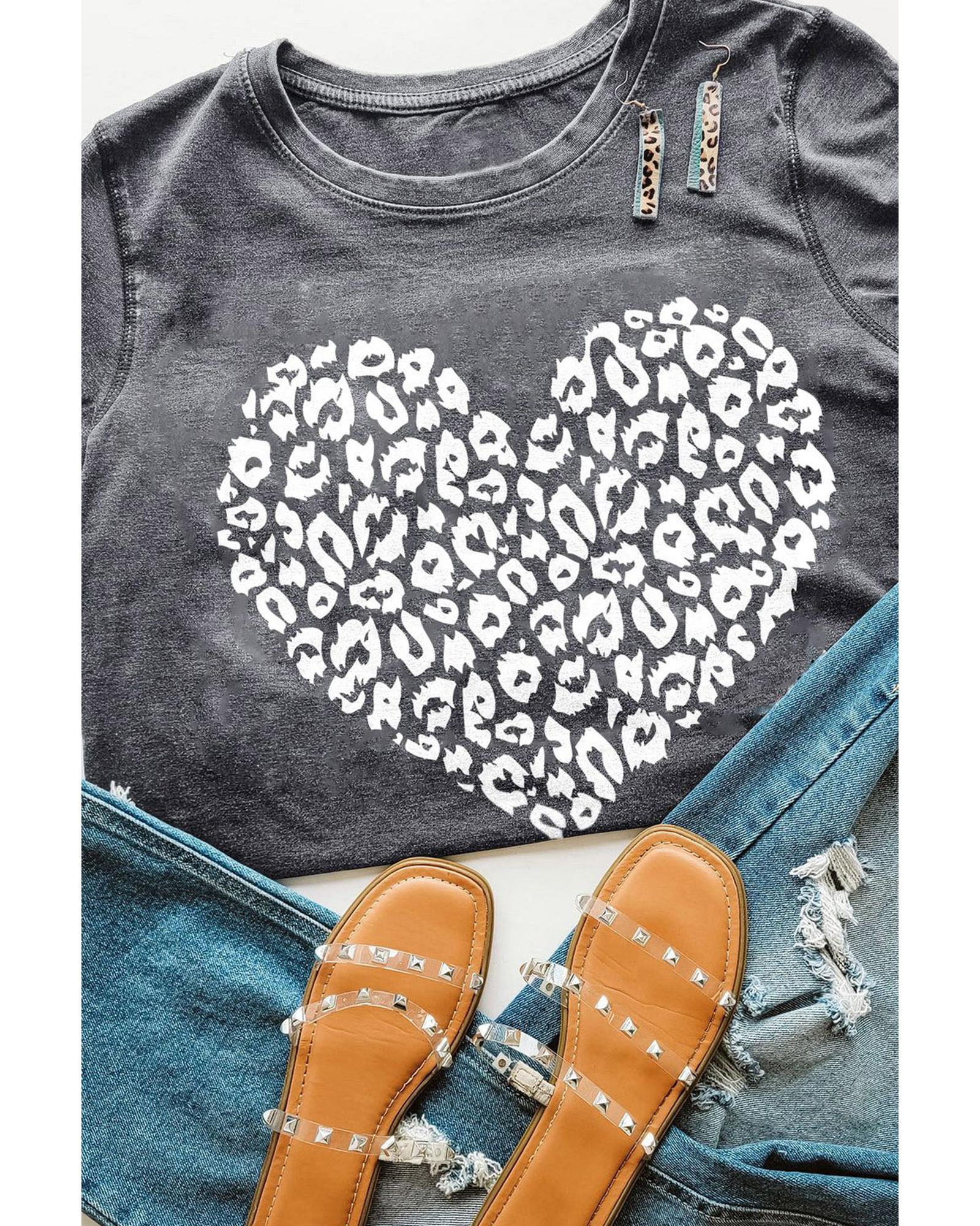 Azura Exchange Leopard Kiss Print Valentines Heart Graphic Tee - XL 3