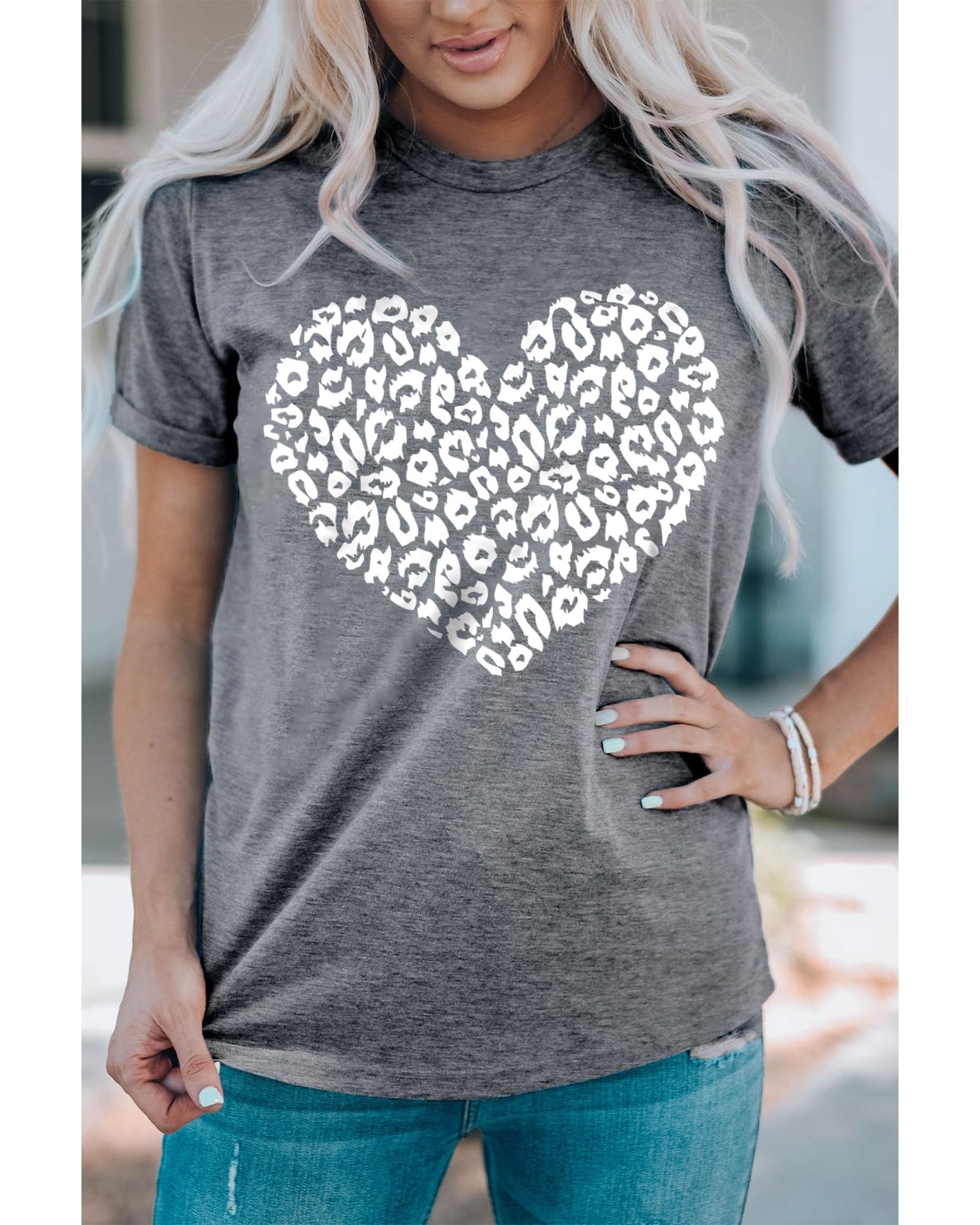 Azura Exchange Leopard Kiss Print Valentines Heart Graphic Tee - XL 5