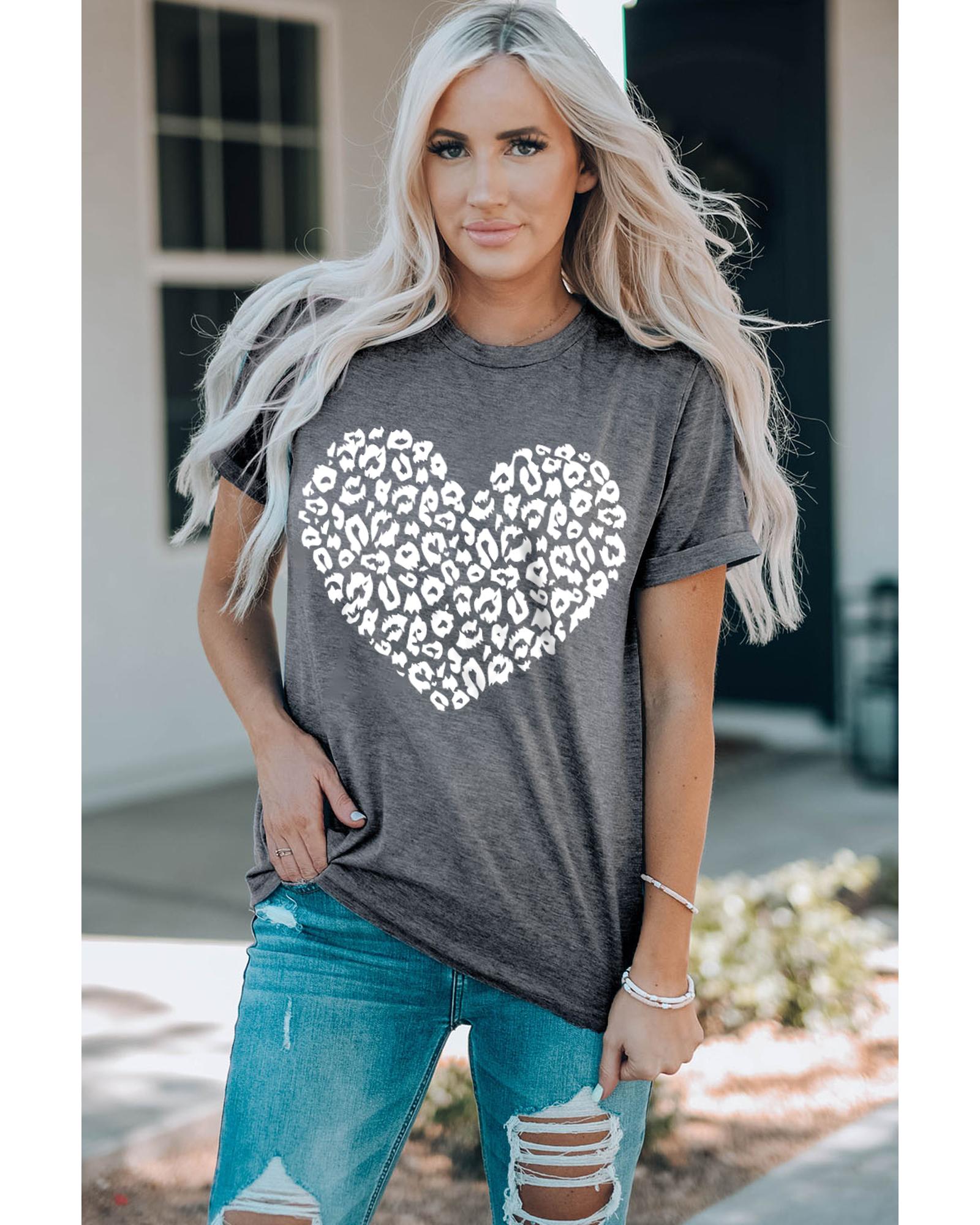Azura Exchange Leopard Kiss Print Valentines Heart Graphic Tee - XL 6