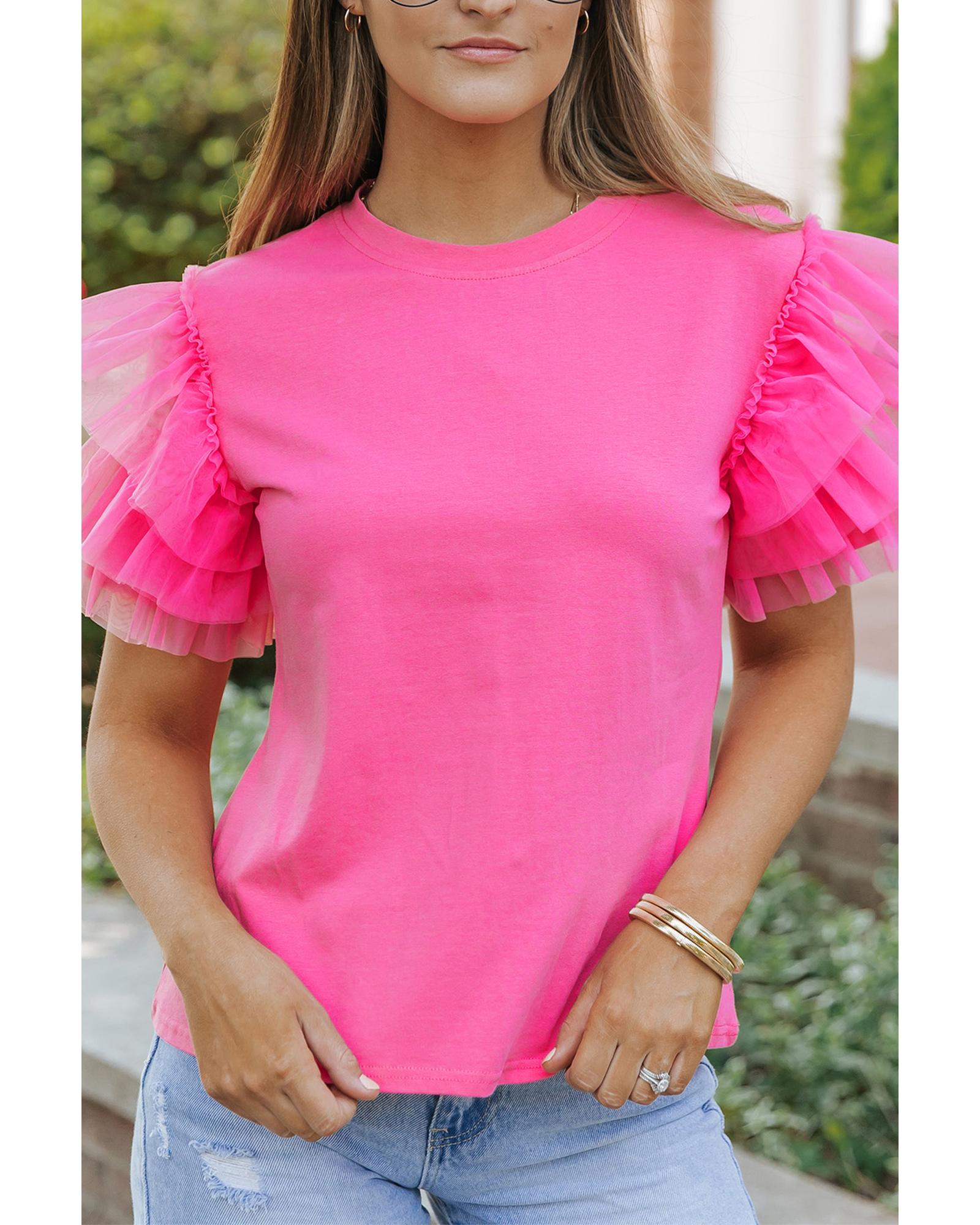 Azura Exchange Ruffled Tulle Sleeve Top - M 5