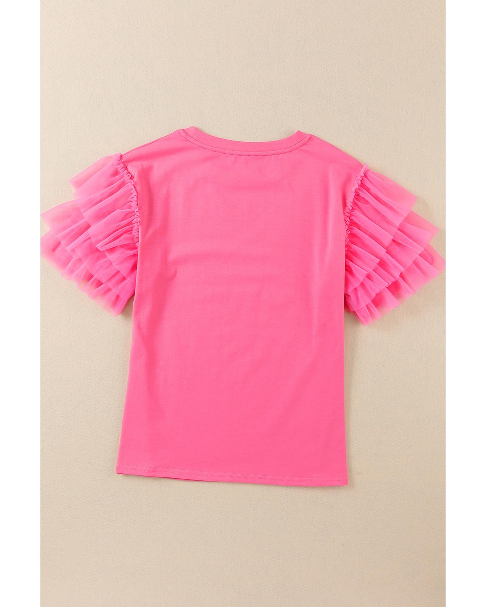Azura Exchange Ruffled Tulle Sleeve Top - M 6