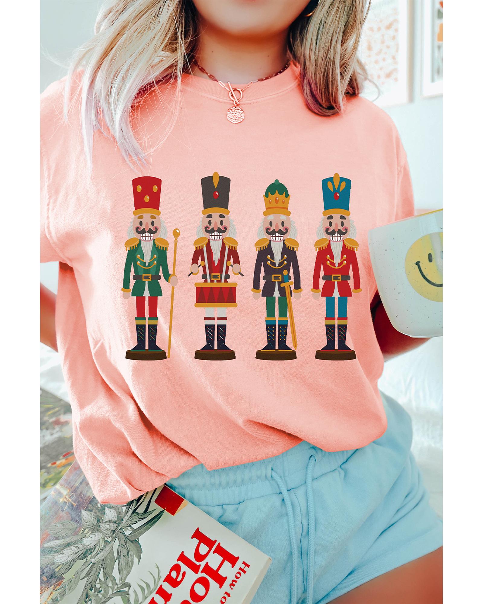 Pink Cute Nutcracker Graphic Crewneck Christmas T Shirt - 2XL 5