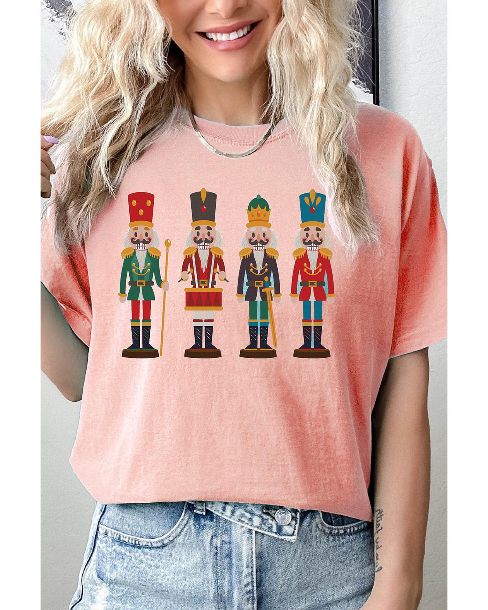 Pink Cute Nutcracker Graphic Crewneck Christmas T Shirt - 2XL 6