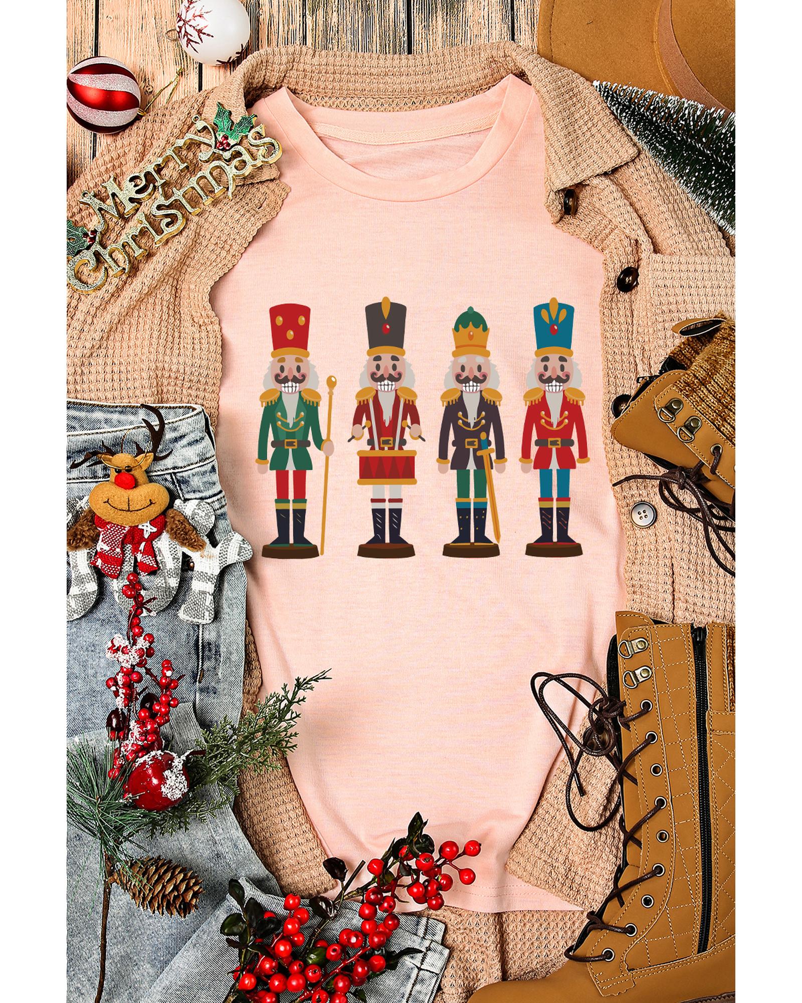 Pink Cute Nutcracker Graphic Crewneck Christmas T Shirt - 2XL 7