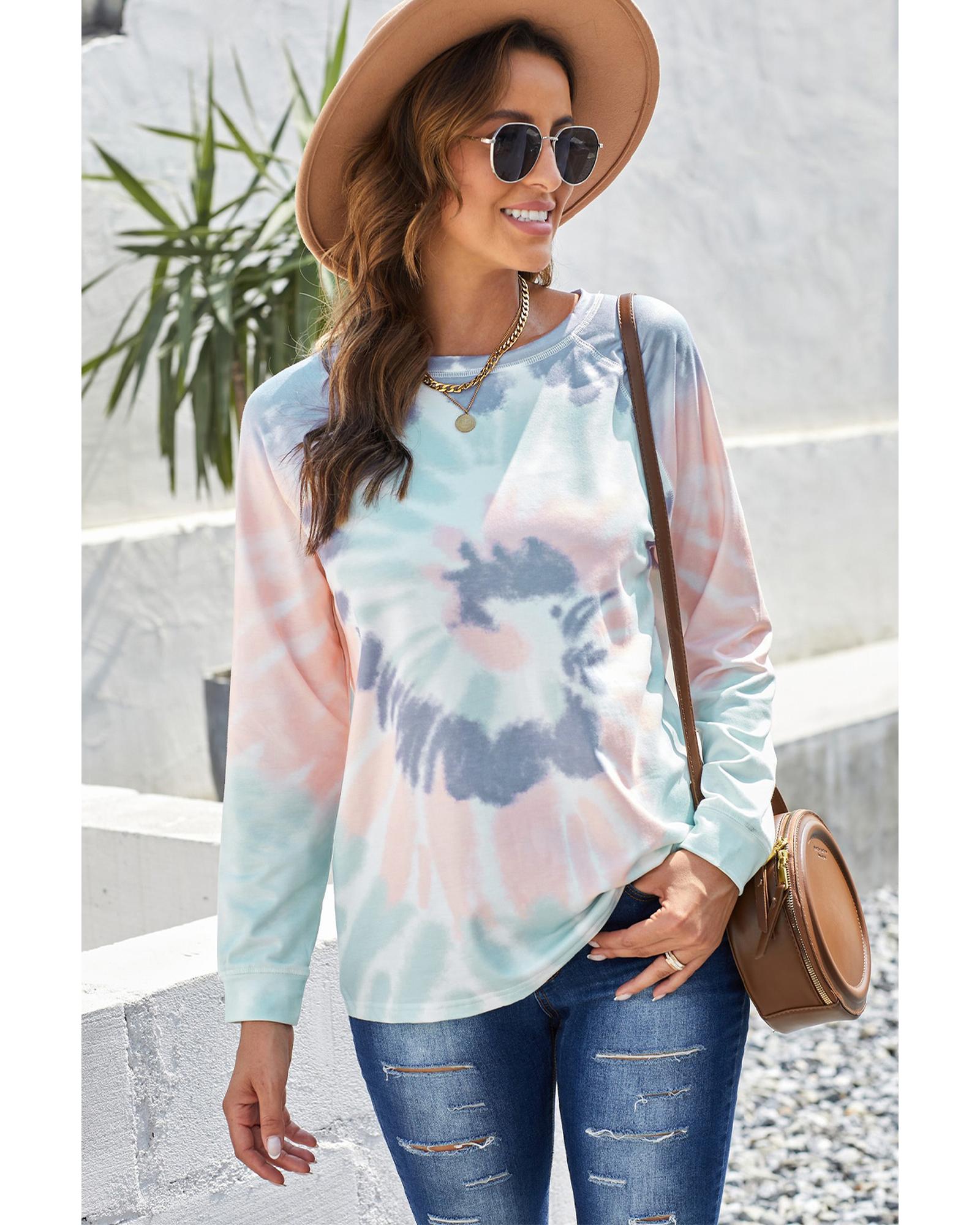 Multicolor Ombre Tie Dye Loose Leisure Sweatshirt - 2XL 6