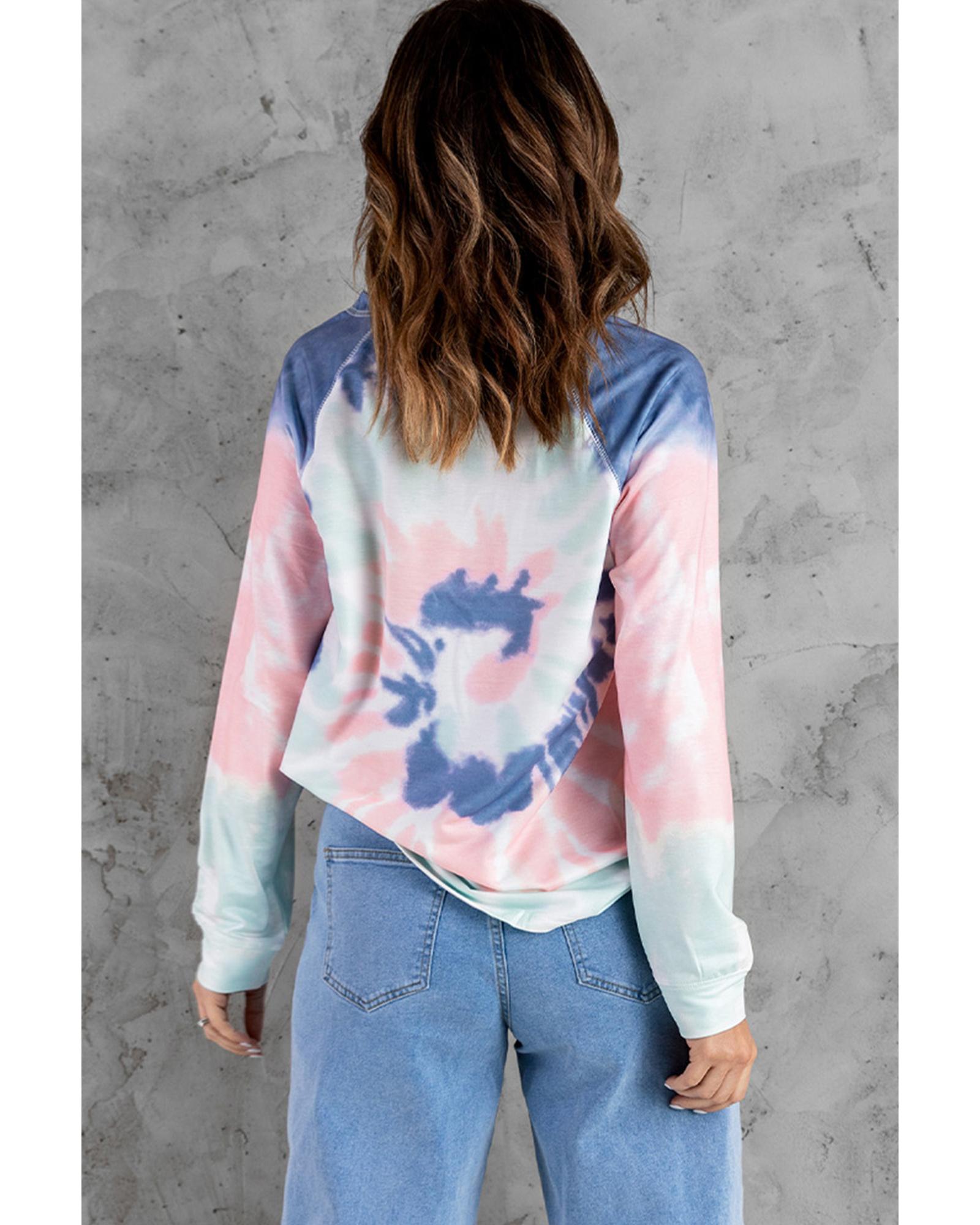 Multicolor Ombre Tie Dye Loose Leisure Sweatshirt - M