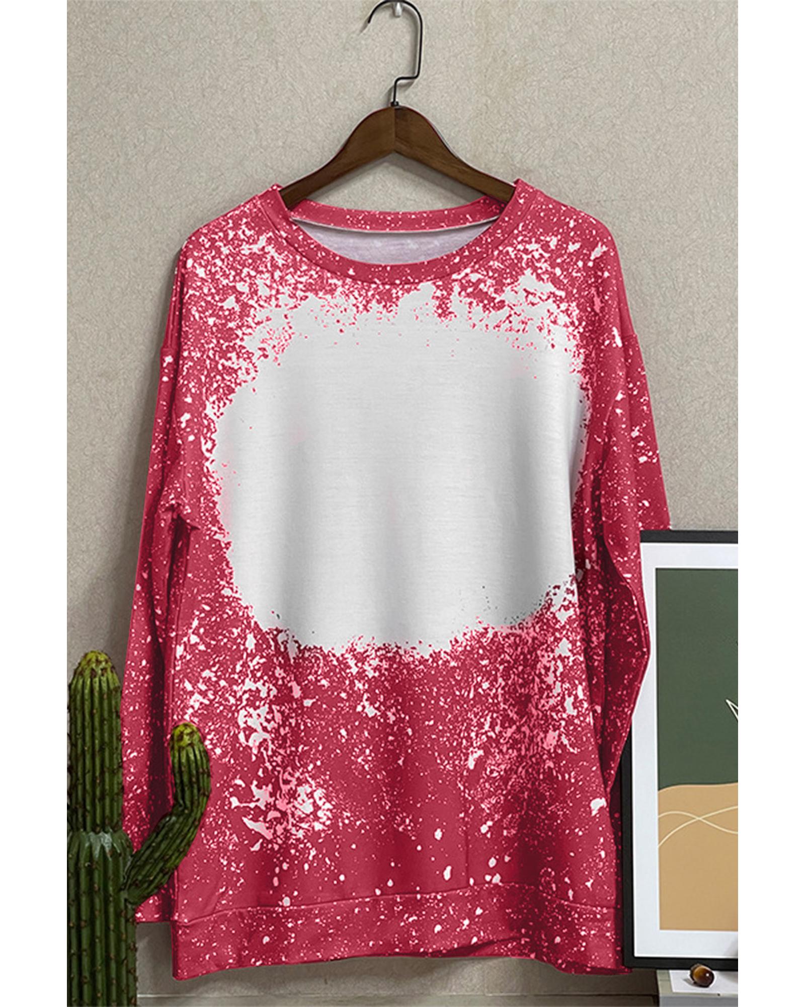 Red Tie-dyed Crew Neck Pullover Sweatshirt - M 5