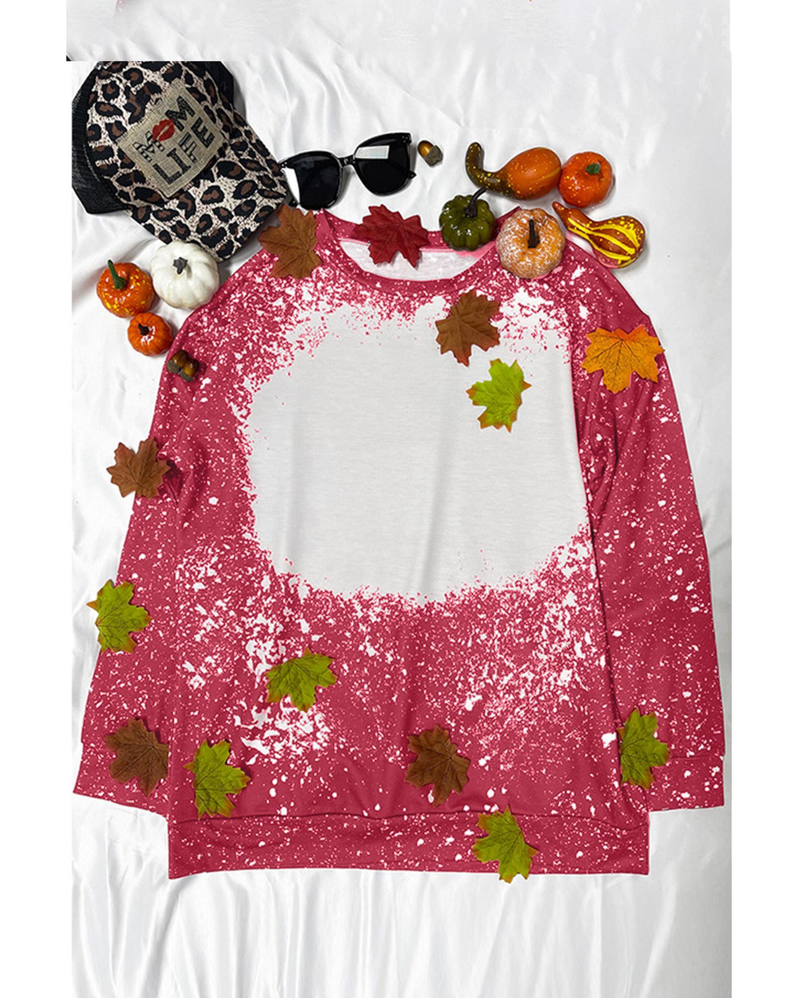 Red Tie-dyed Crew Neck Pullover Sweatshirt - M 6