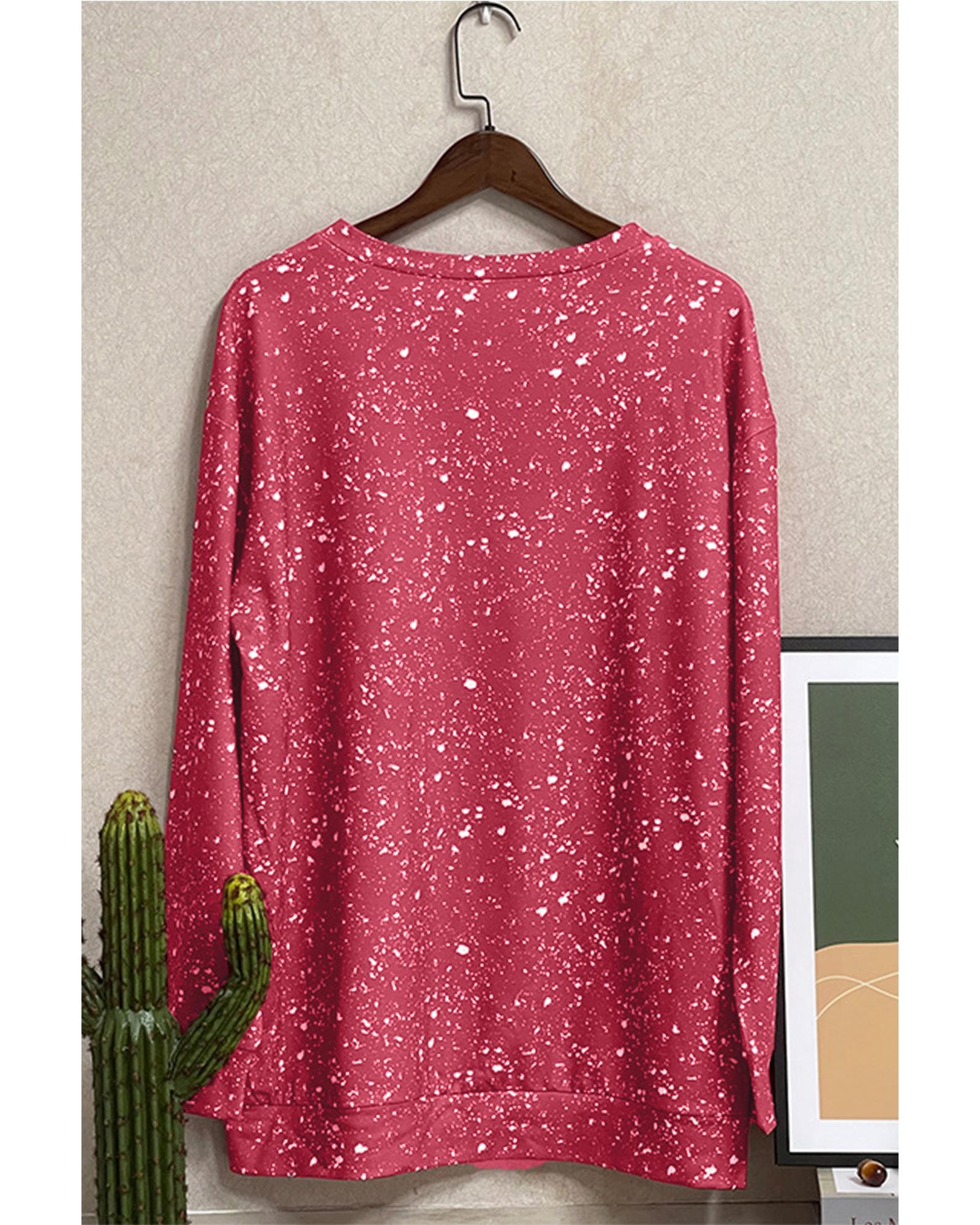 Red Tie-dyed Crew Neck Pullover Sweatshirt - M 8