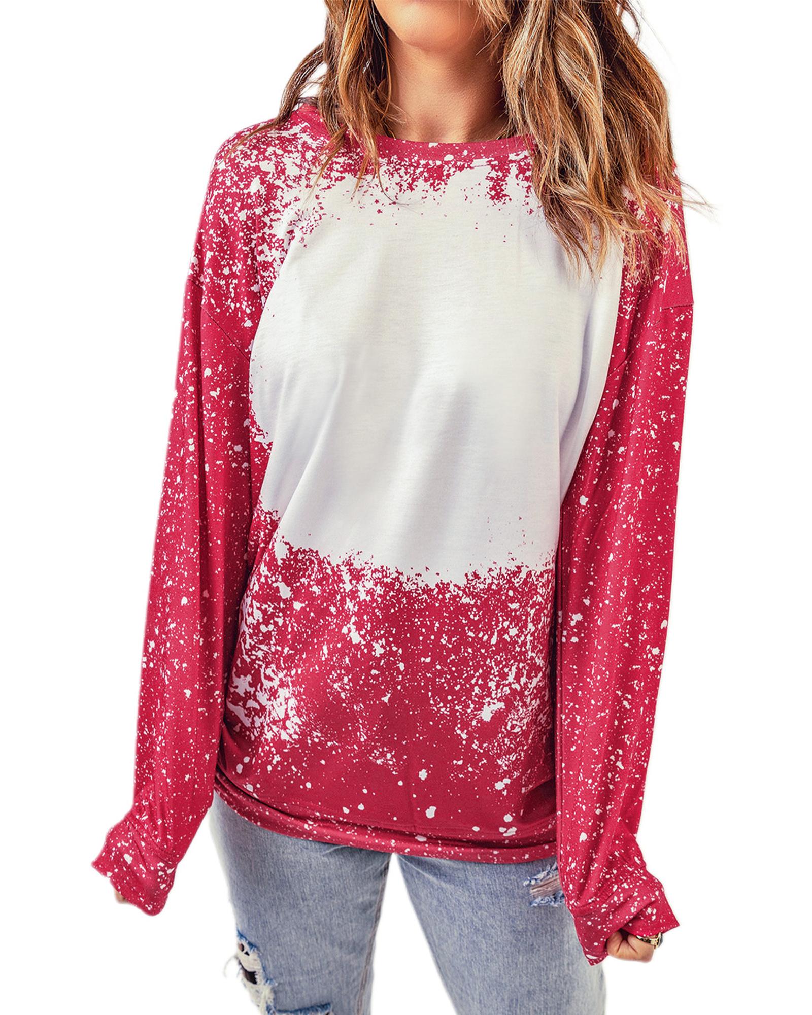 Red Tie-dyed Crew Neck Pullover Sweatshirt - S 3
