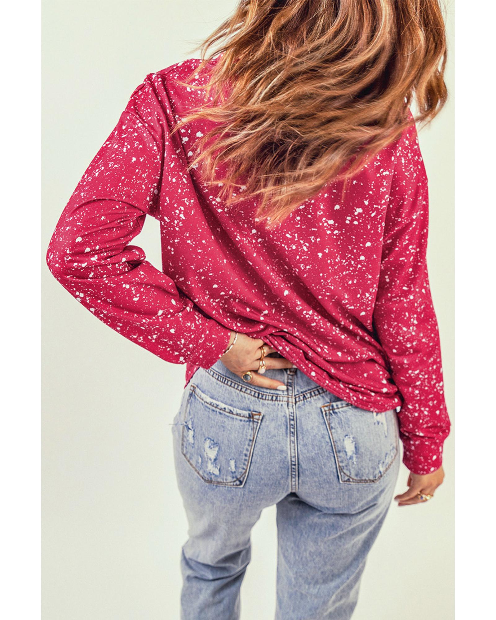 Red Tie-dyed Crew Neck Pullover Sweatshirt - S 7