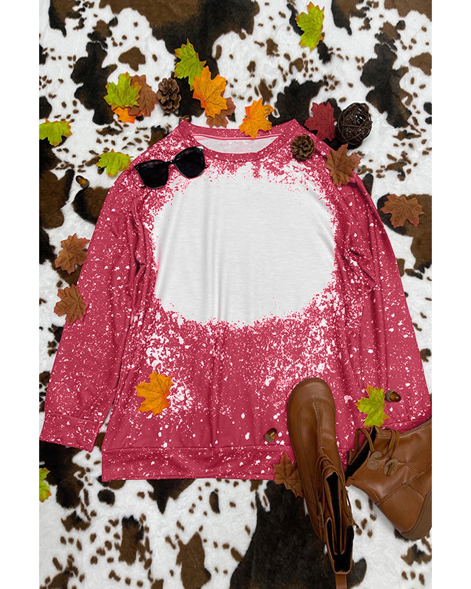 Red Tie-dyed Crew Neck Pullover Sweatshirt - XL