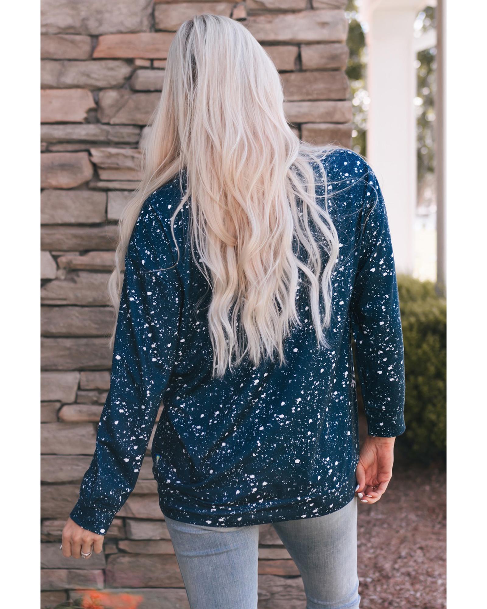 Navy Tie-dyed Crew Neck Pullover Sweatshirt - M 5
