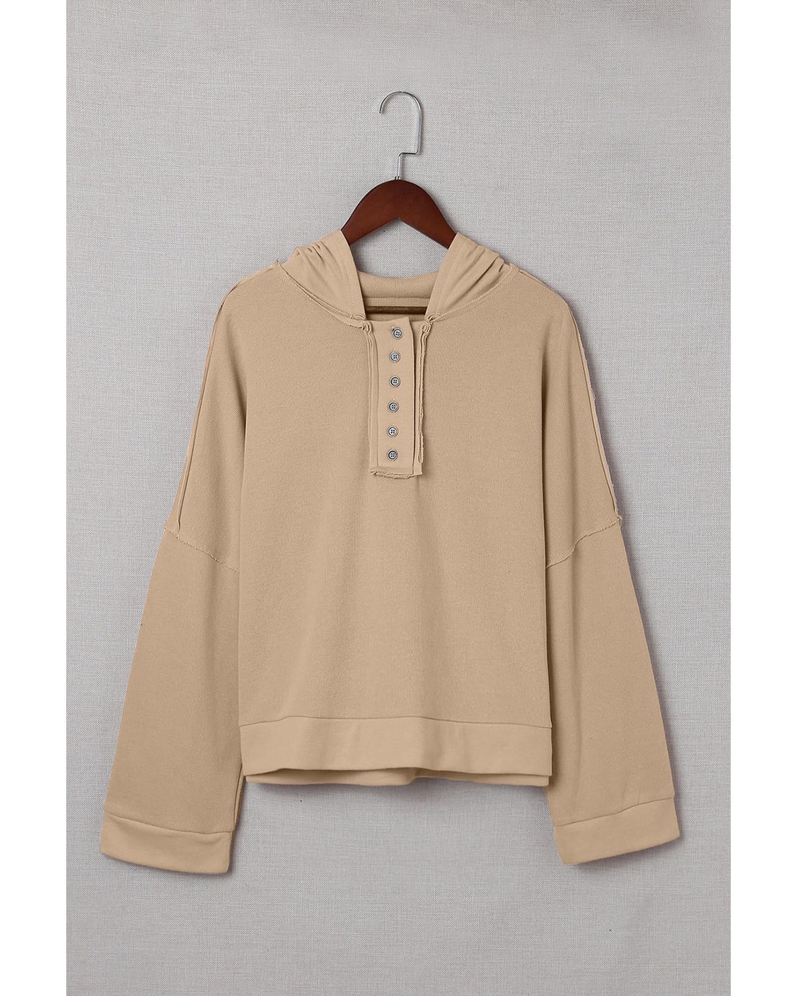 Azura Exchange Casual Khaki Hoodie with Patchwork Trim - 2XL 3