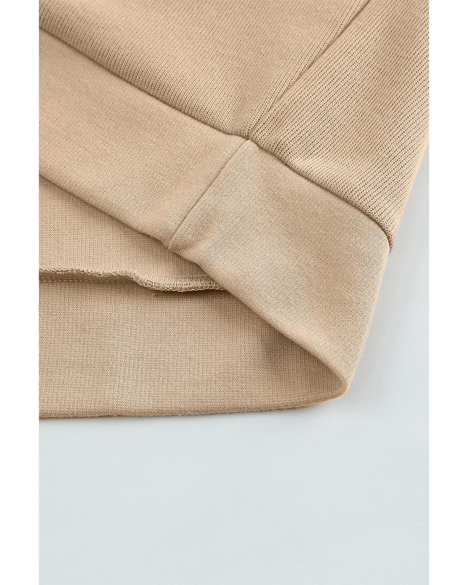 Azura Exchange Casual Khaki Hoodie with Patchwork Trim - 2XL 7