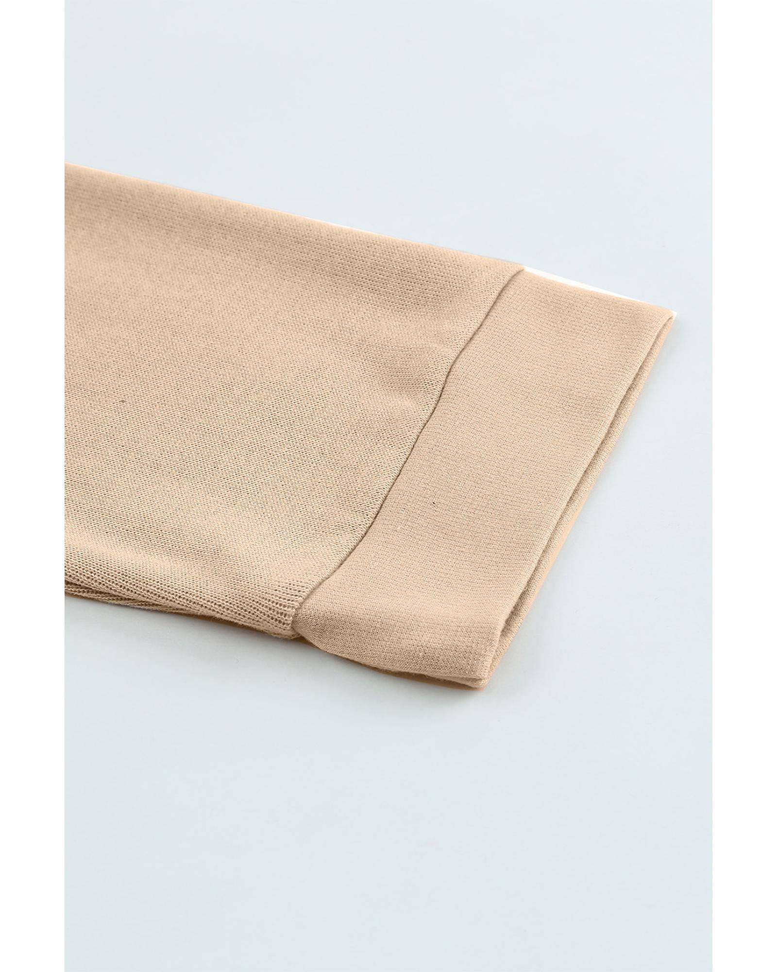 Azura Exchange Casual Khaki Hoodie with Patchwork Trim - M 8