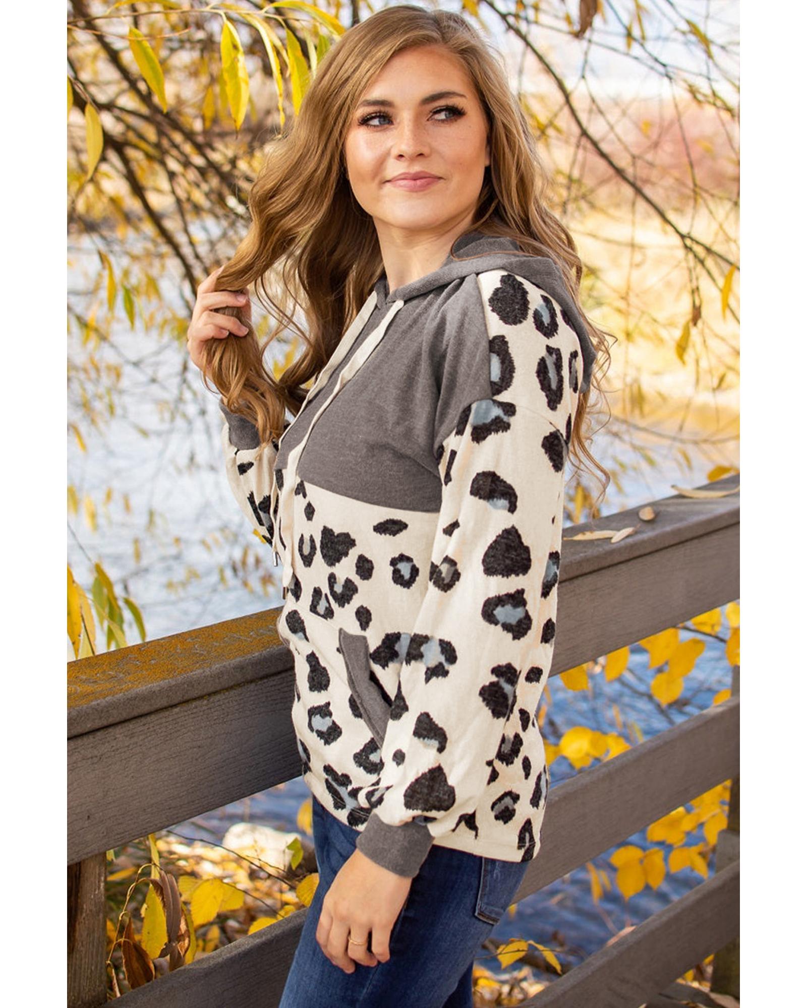 Azura Exchange Color Block Pocketed Drawstring Hoodie - M 6