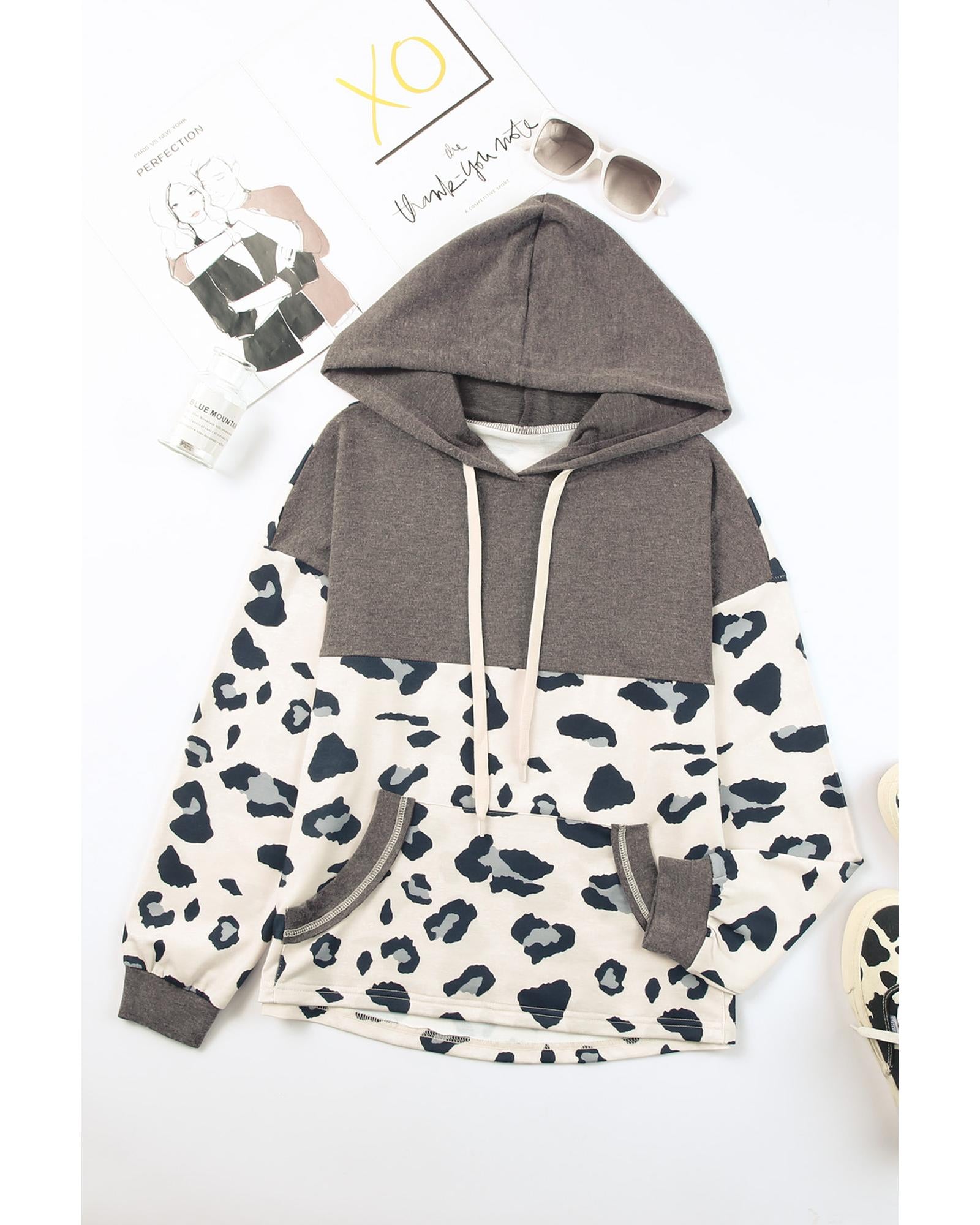 Azura Exchange Color Block Pocketed Drawstring Hoodie - M 7