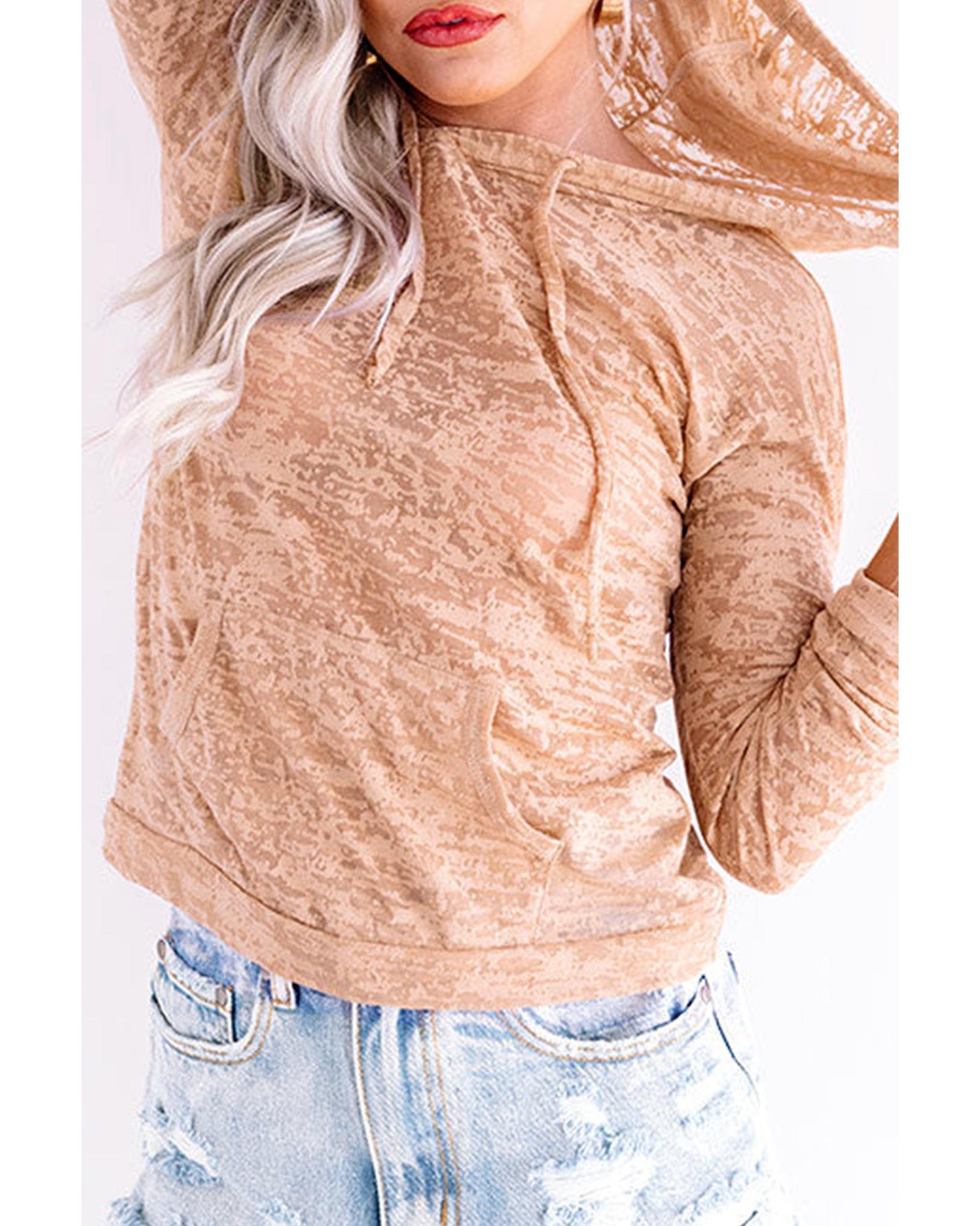 Azura Exchange Khaki Drawstring Hoodie with Kangaroo Pocket - 2XL 3