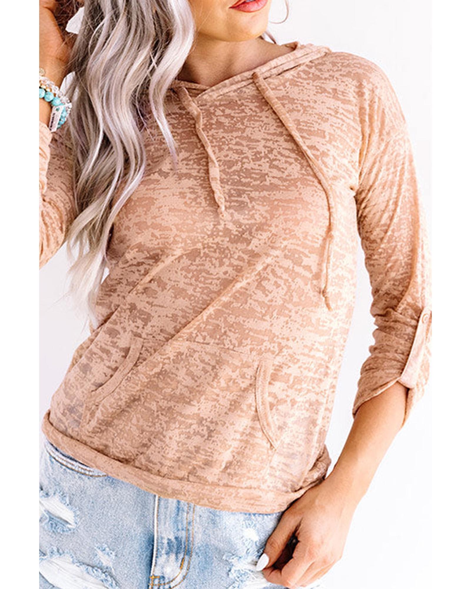Azura Exchange Khaki Drawstring Hoodie with Kangaroo Pocket - 2XL 4