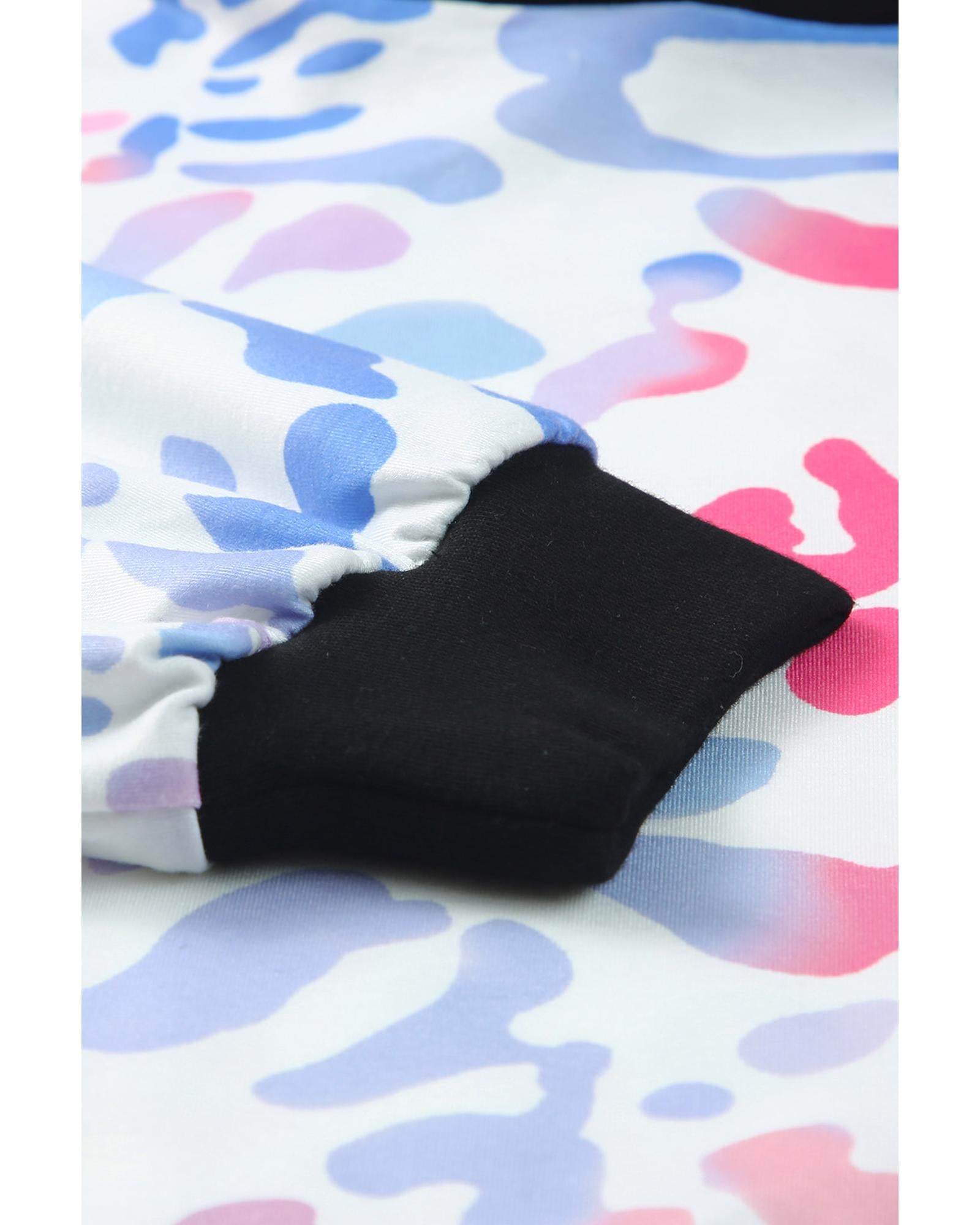 Azura Exchange Leopard Drawstring Hoodie with Colorful Splicing - S 8