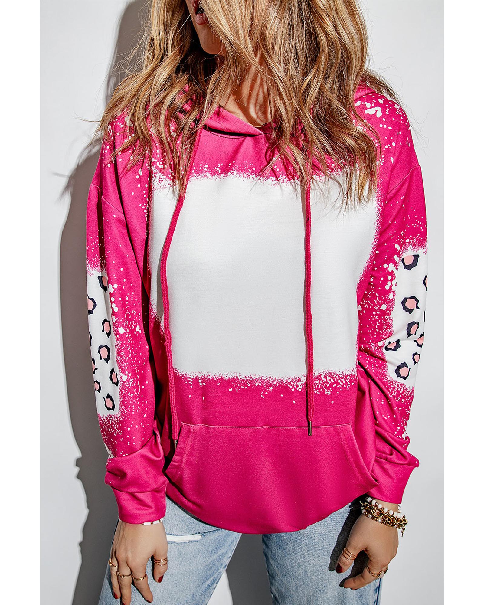 Azura Exchange Leopard Bleached Hoodie with Pocket - S 4