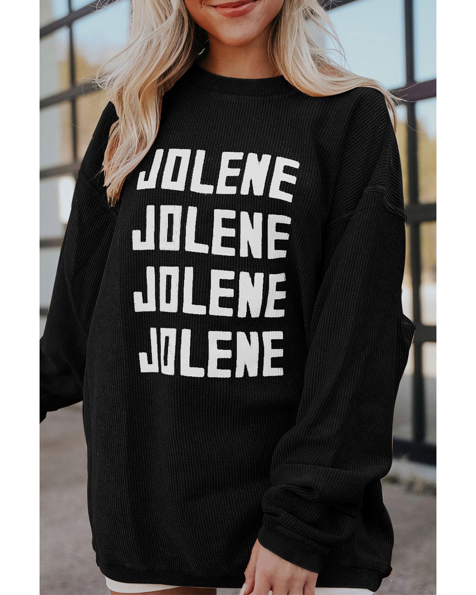 Black JOLENE Ribbed Corded Oversized Sweatshirt - L 4
