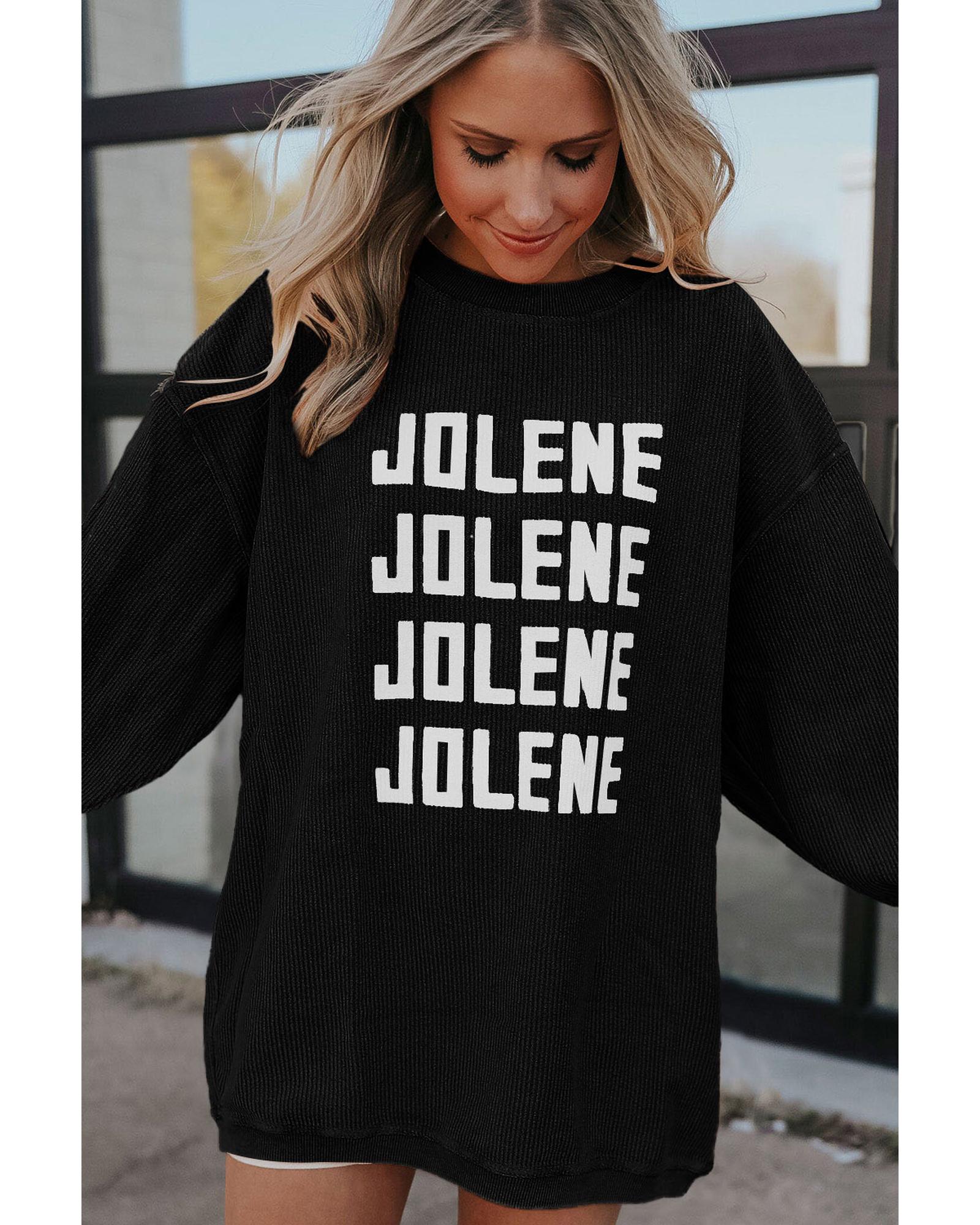 Black JOLENE Ribbed Corded Oversized Sweatshirt - M