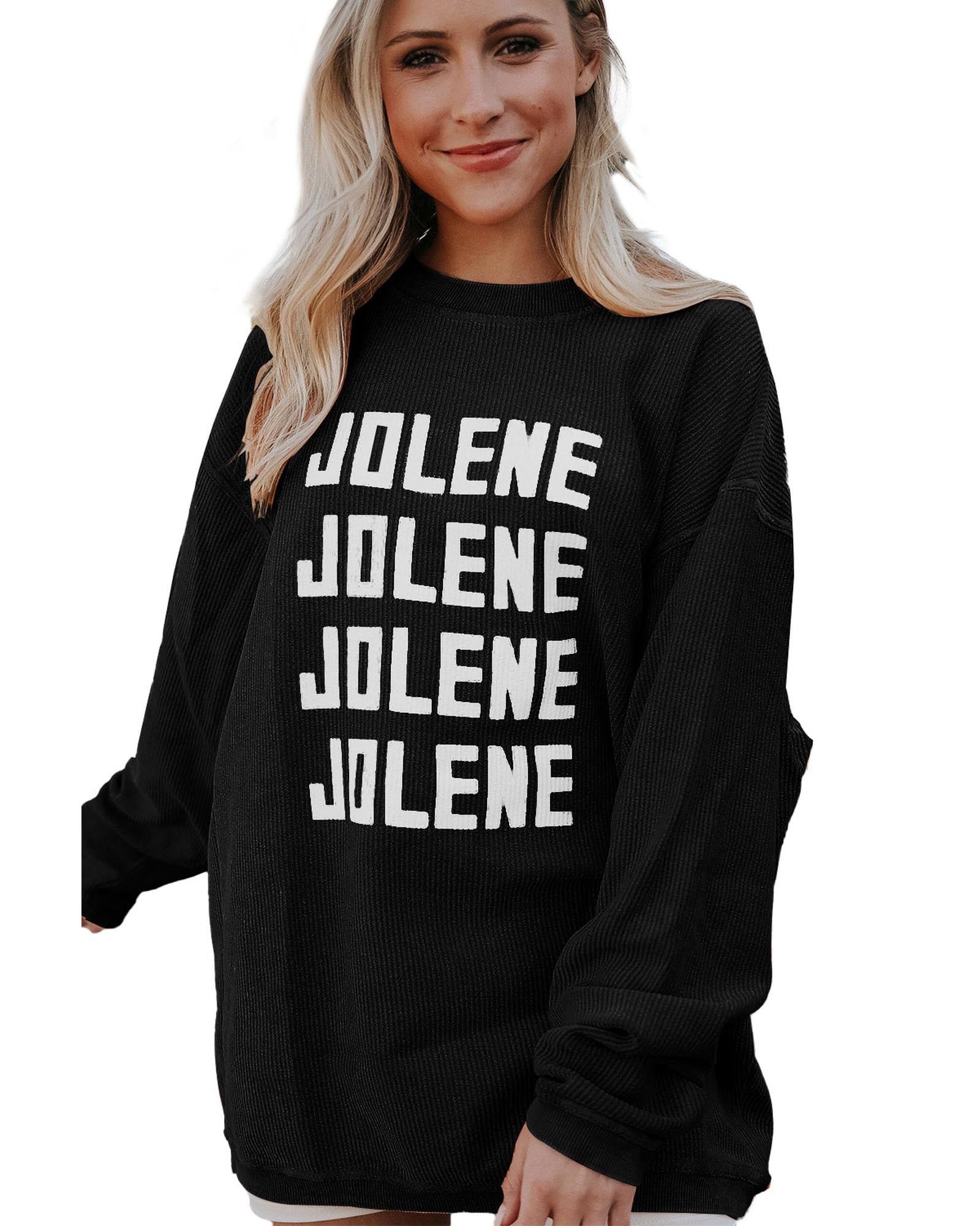 Black JOLENE Ribbed Corded Oversized Sweatshirt - M 6