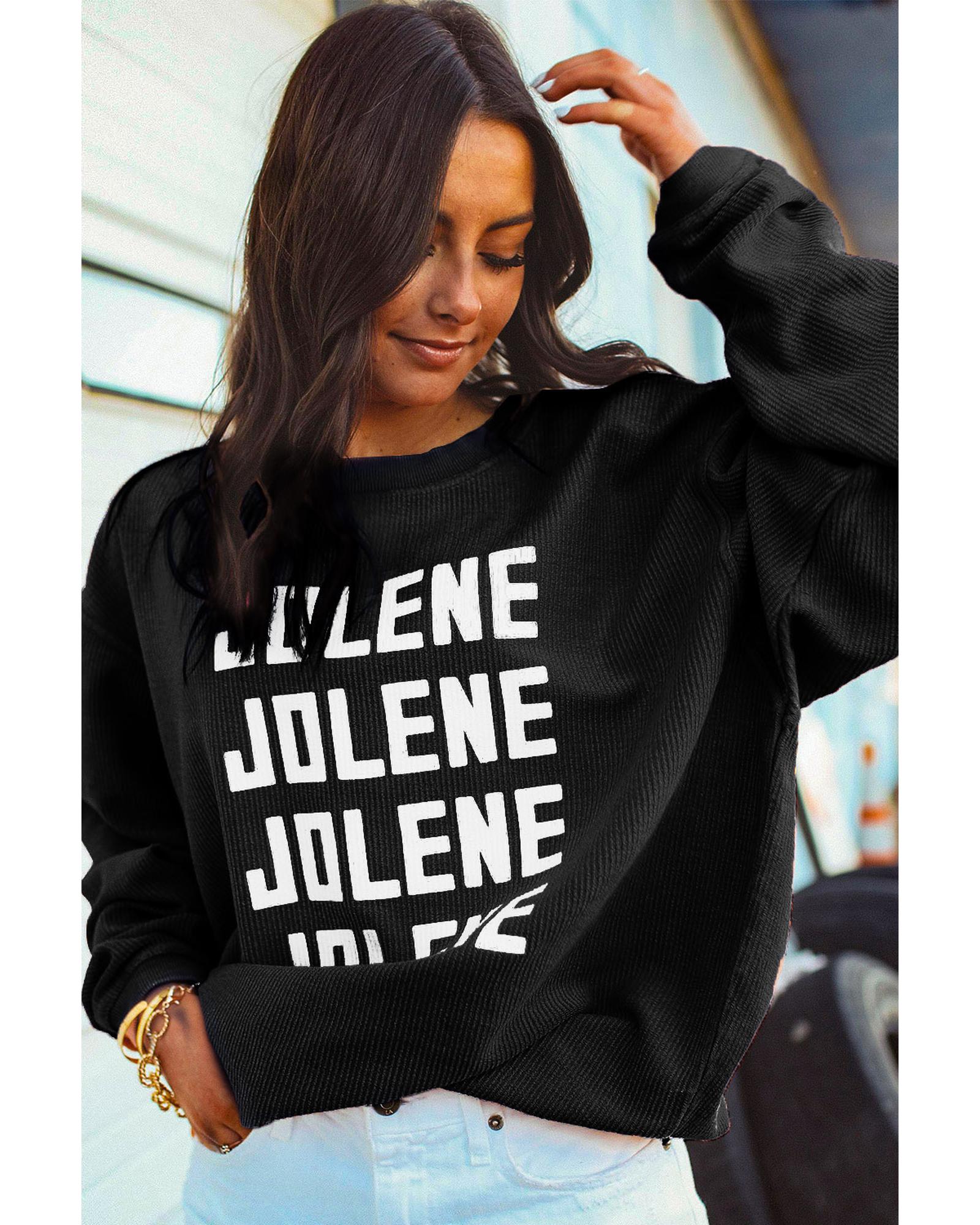 Black JOLENE Ribbed Corded Oversized Sweatshirt - S