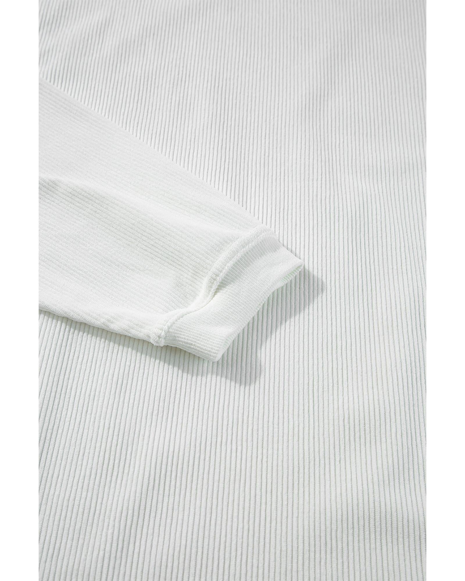 White Ribbed Corduroy Oversized Sweatshirt - M 7