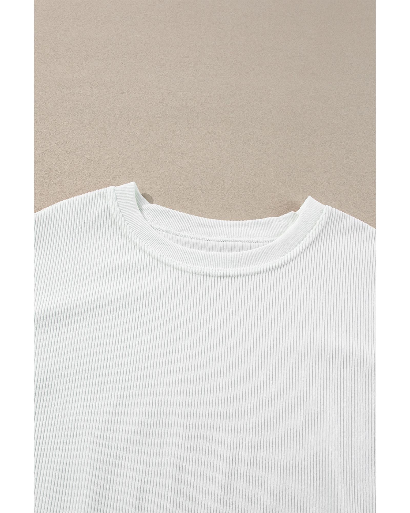 White Ribbed Corduroy Oversized Sweatshirt - M 8