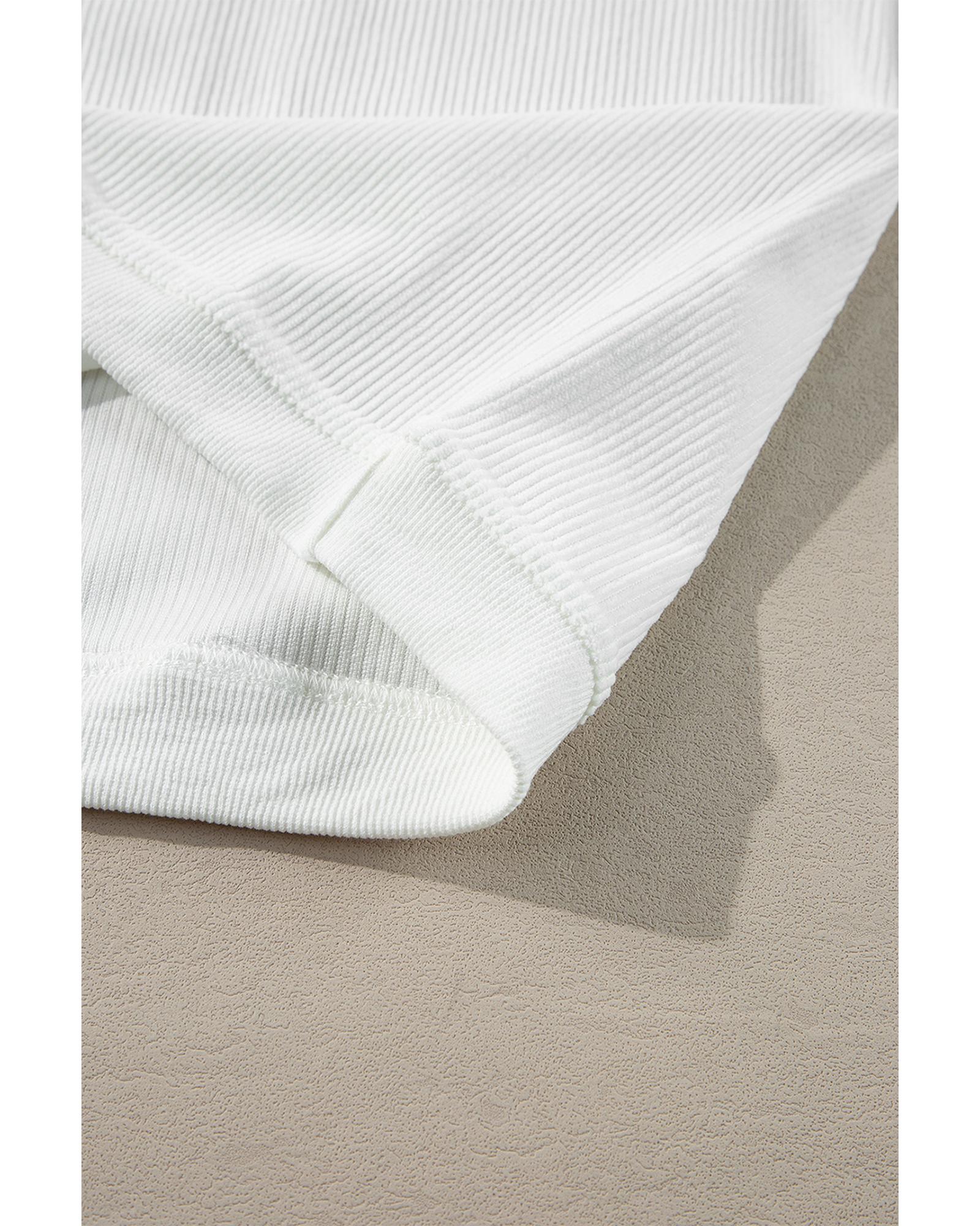 White Ribbed Corduroy Oversized Sweatshirt - S