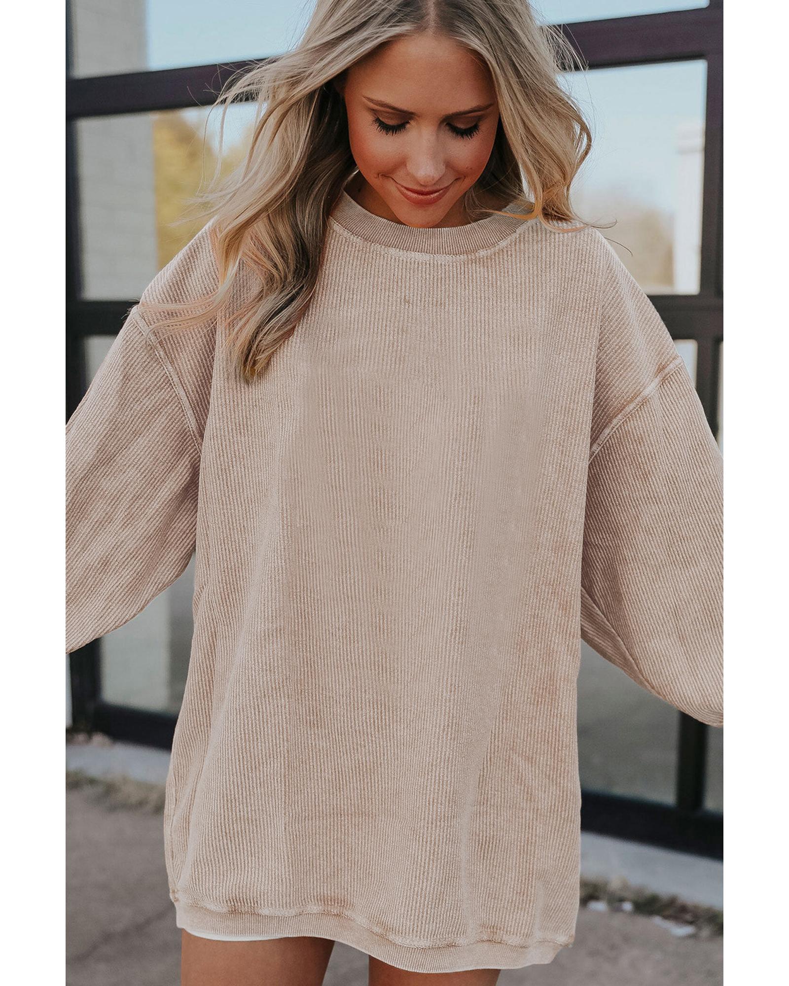 Apricot Ribbed Corded Oversized Sweatshirt - M