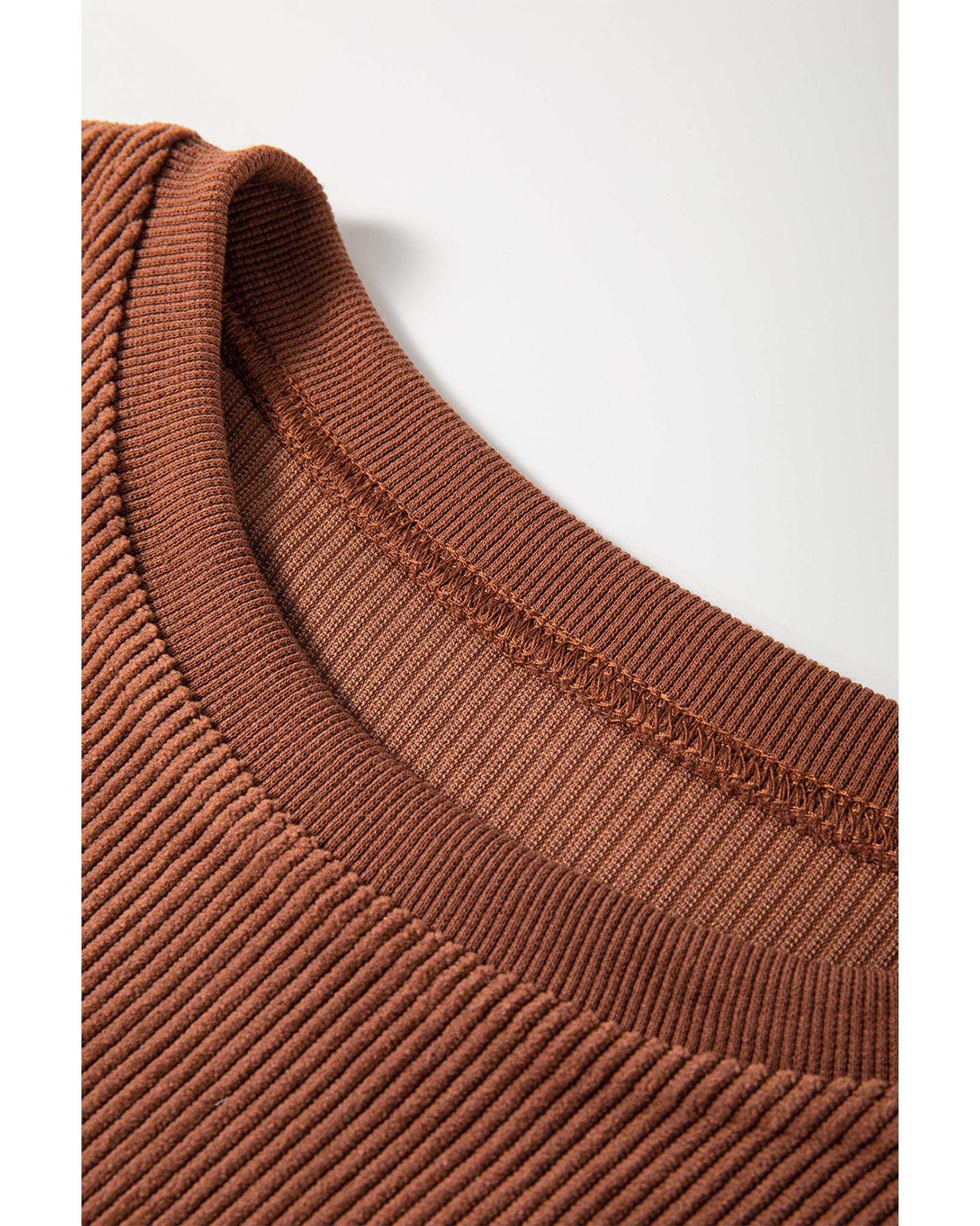 Chestnut Ribbed Corduroy Oversized Sweatshirt - 2XL