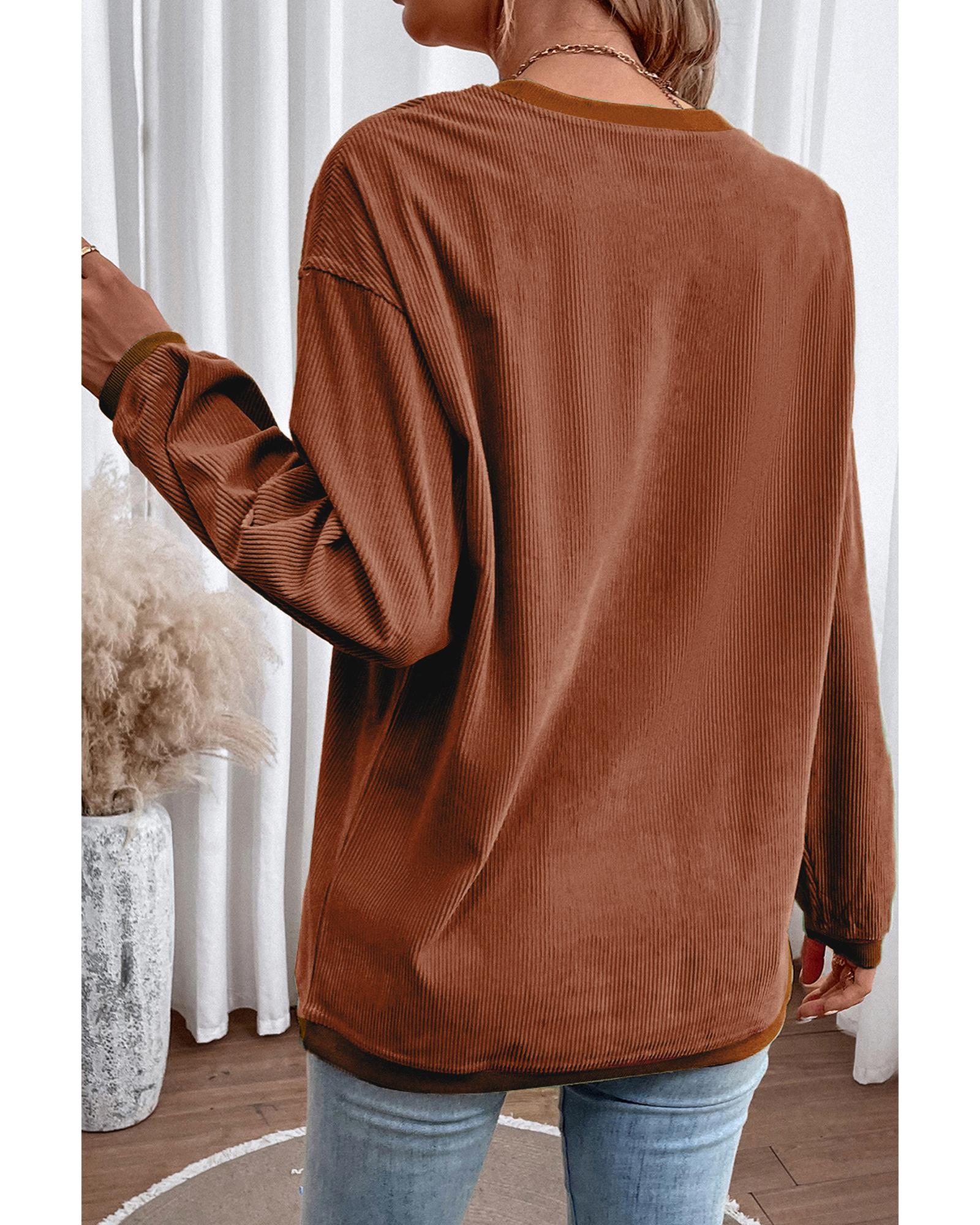 Chestnut Ribbed Corduroy Oversized Sweatshirt - 2XL 3