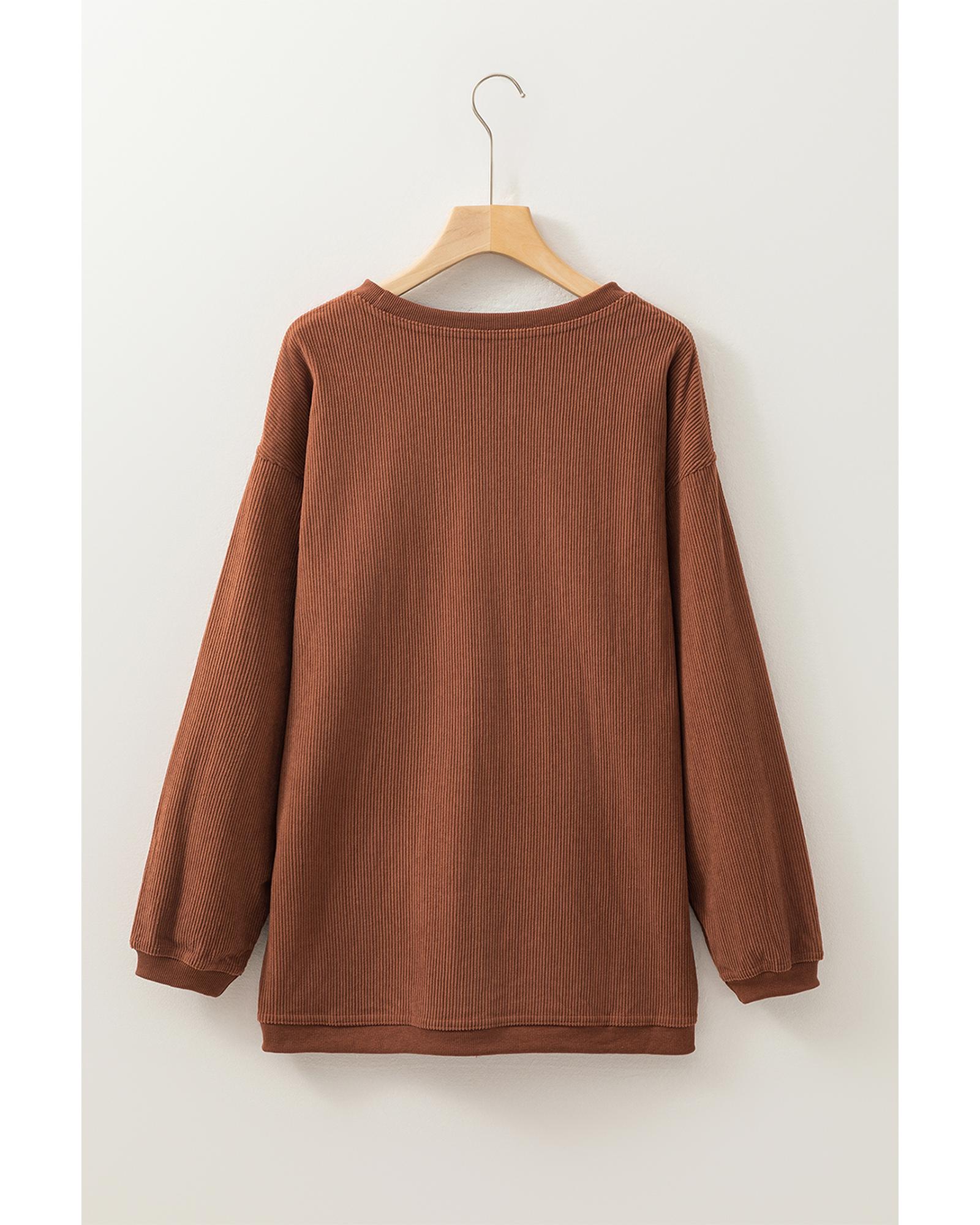 Chestnut Ribbed Corduroy Oversized Sweatshirt - 2XL 4
