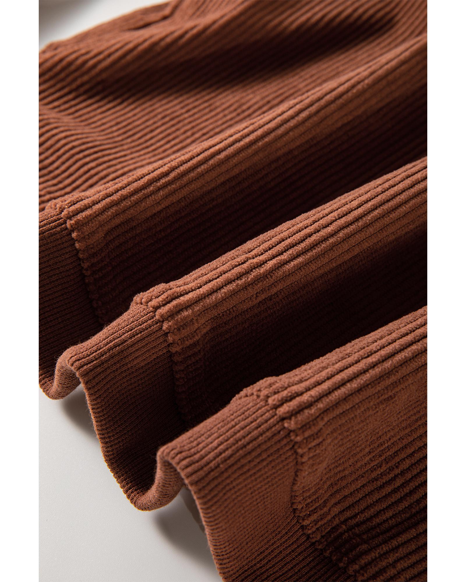 Chestnut Ribbed Corduroy Oversized Sweatshirt - 2XL 5