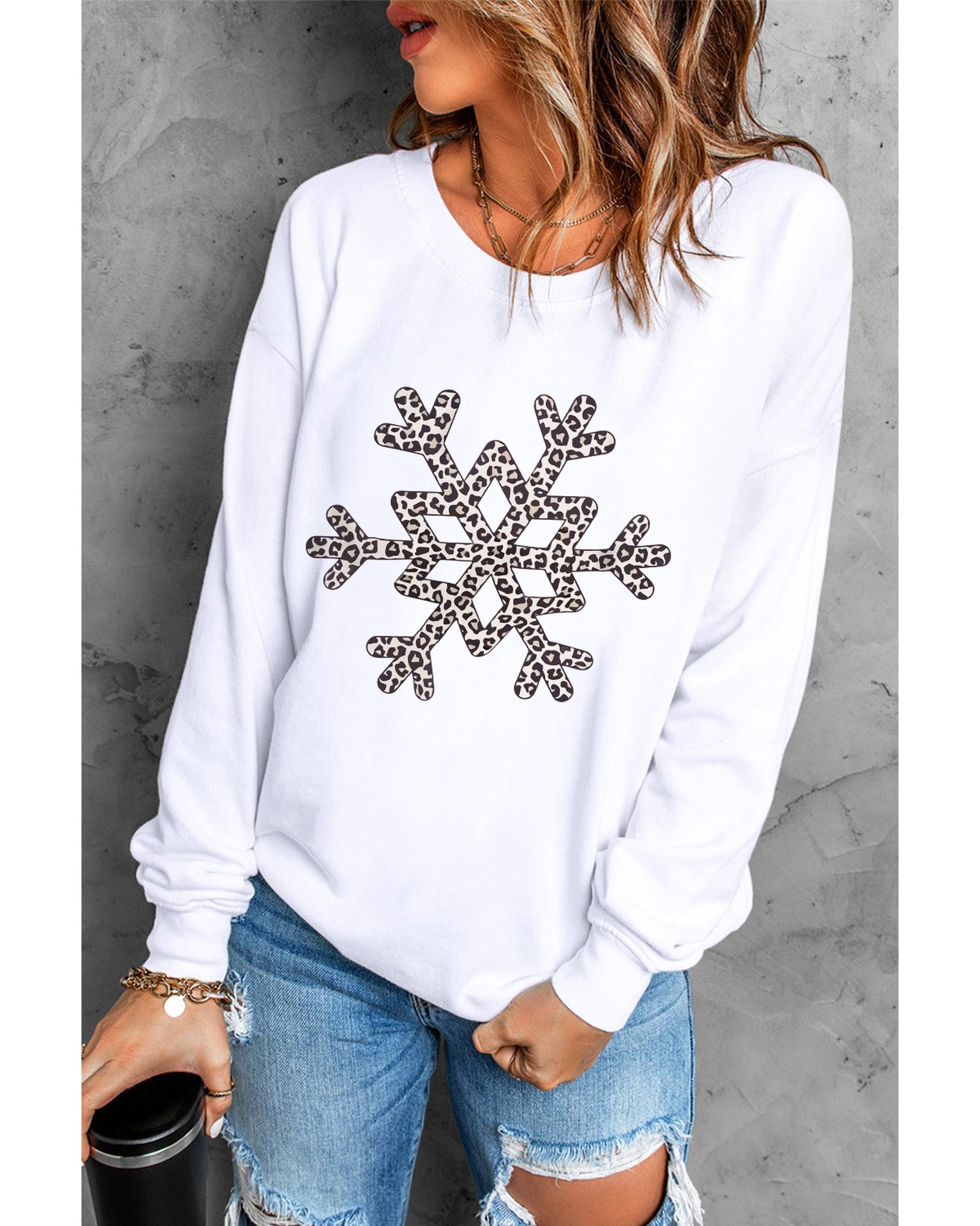 Azura Exchange Leopard Snowflake Pullover Sweatshirt - S 3