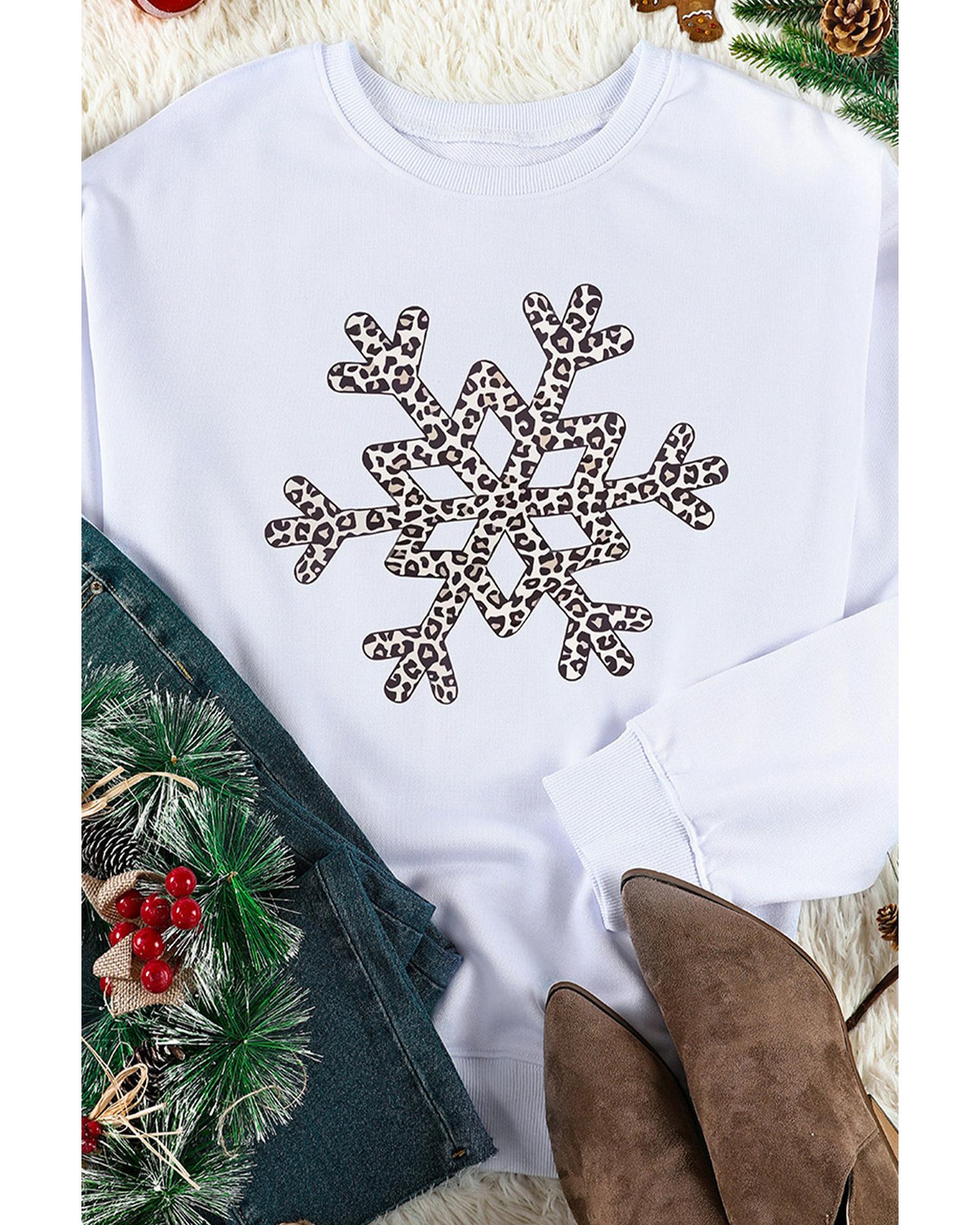 Azura Exchange Leopard Snowflake Pullover Sweatshirt - S 4