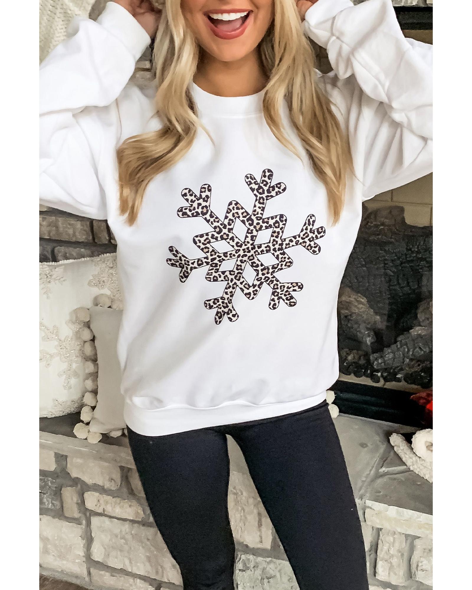 Azura Exchange Leopard Snowflake Pullover Sweatshirt - S 6