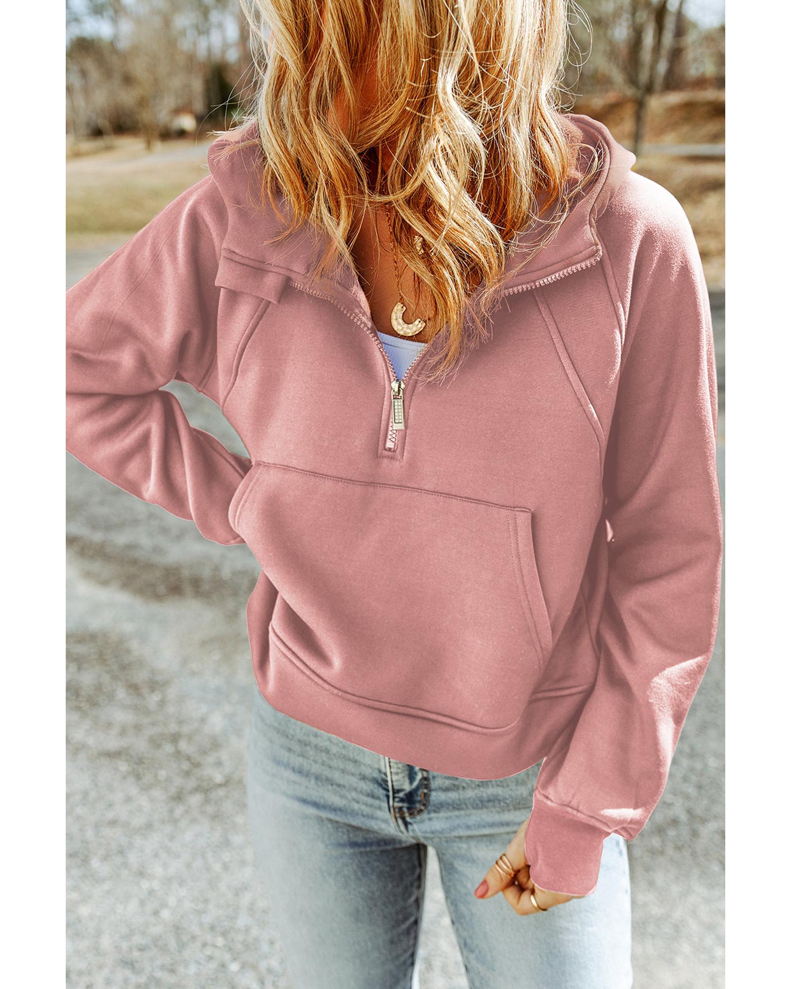 Azura Exchange Quarter Zip Kangaroo Pocket Hoodie - S 4