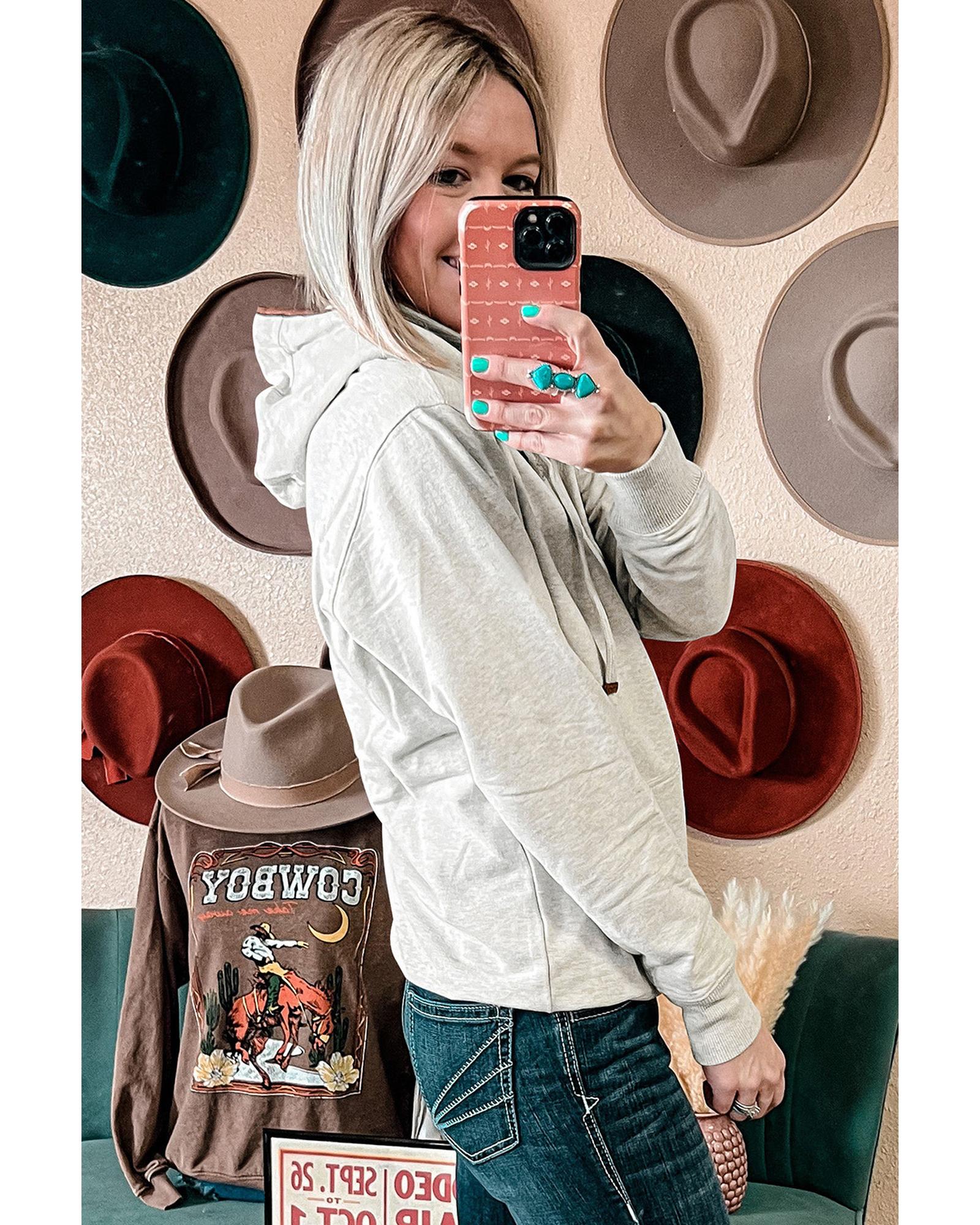 Beige Drawstring Kangaroo Pocket Henley Hoodie - S 3
