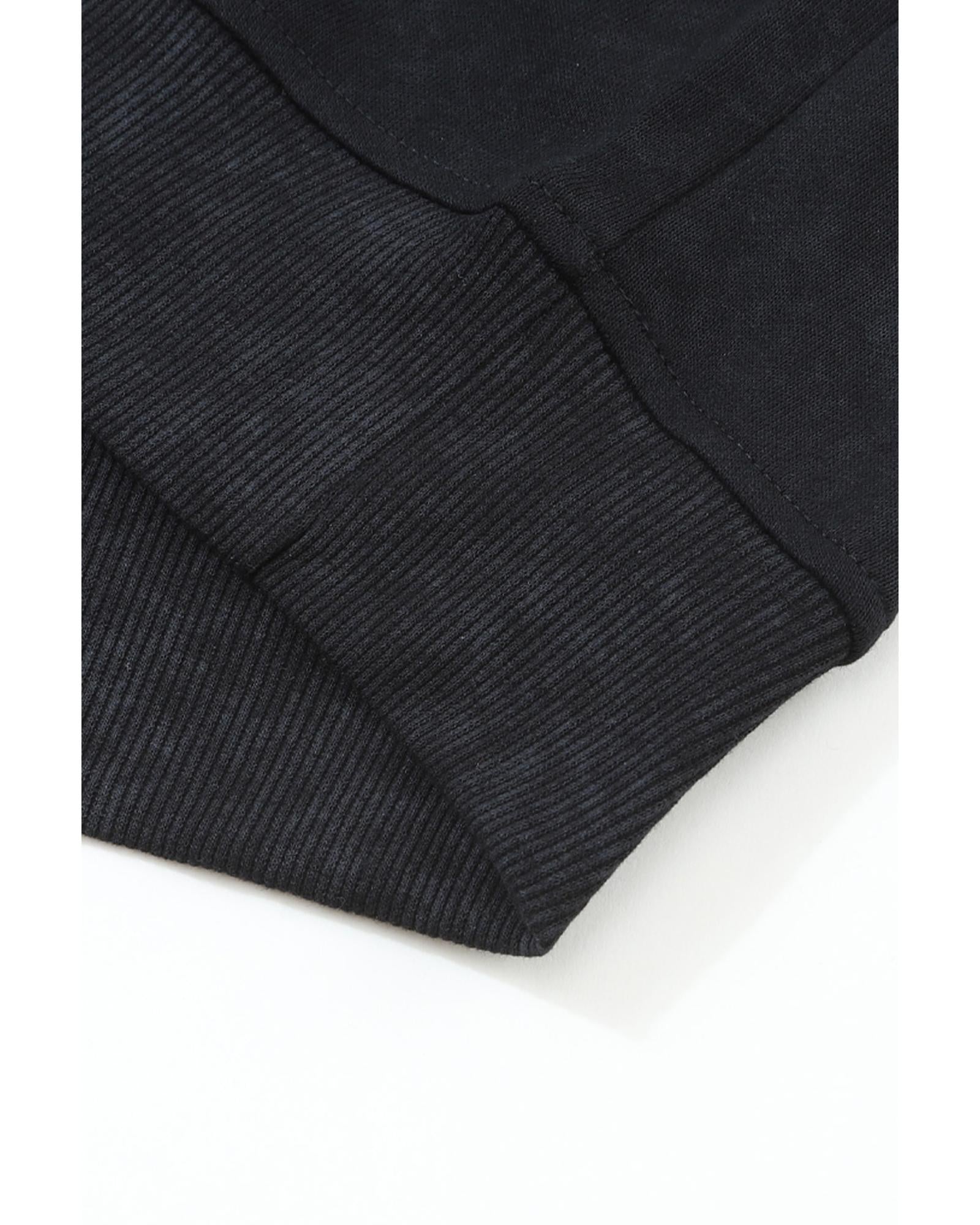 Black Drop Shoulder Crew Neck Pullover Sweatshirt - M 4